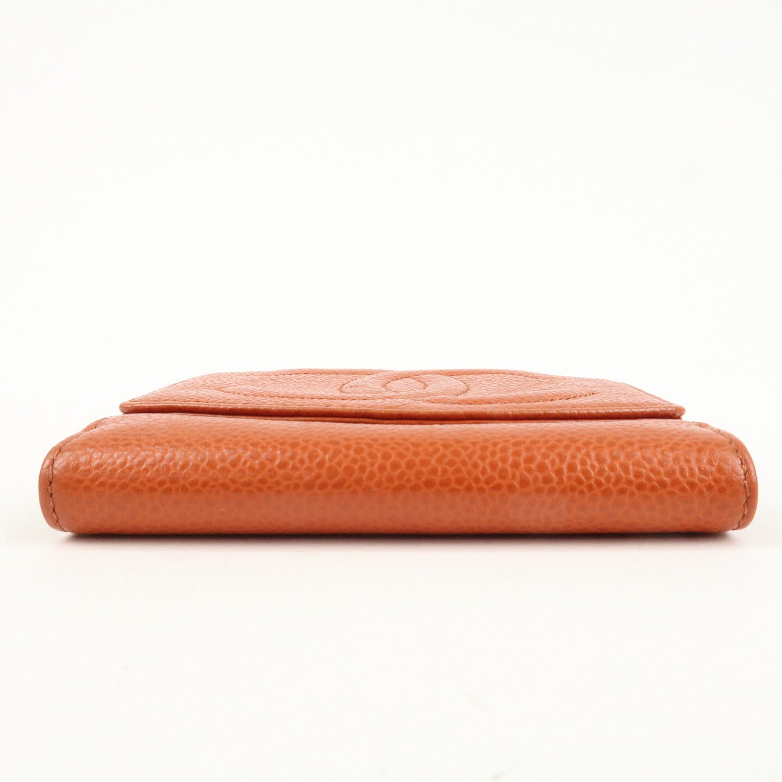 CHANEL COCO Mark Caviarskin Double Hook Bi-Fold Wallet A13496 Used