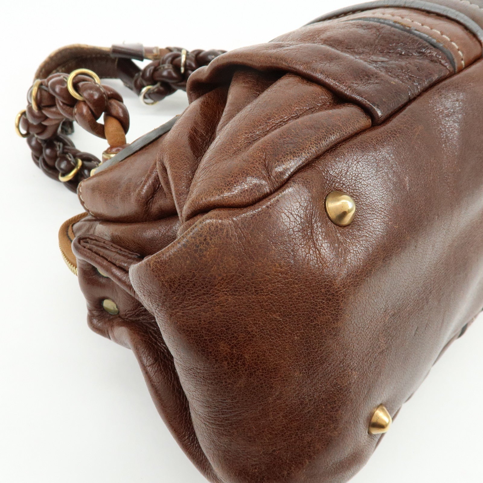 Chloe Eloise Leather Hand Bag Shoulder Bag Braided Handle Brown