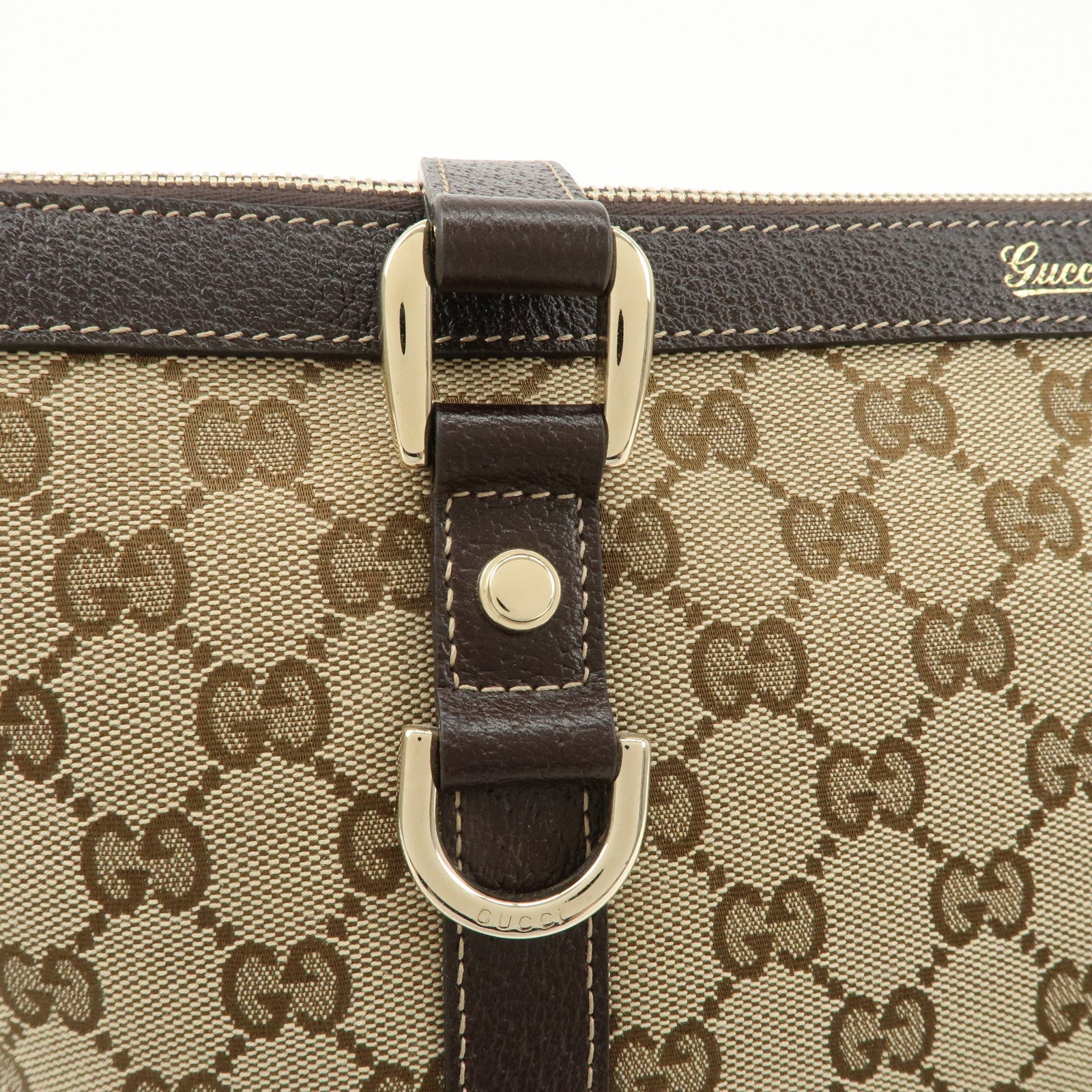 GUCCI Abbey GG Canvas Leather Shoulder Bag Beige Brown 141470 Used