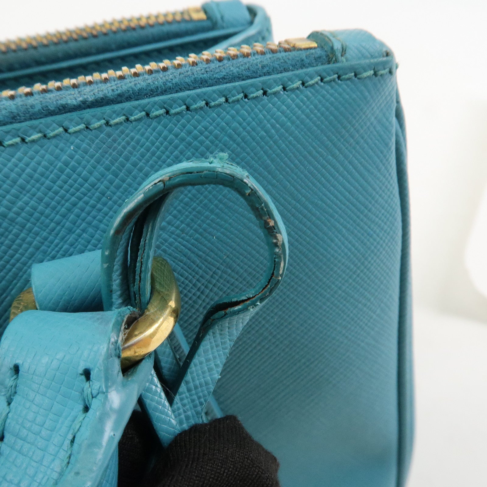PRADA Galleria Saffiano Lux Leather 2Way Bag Hand Bag Blue BN2402