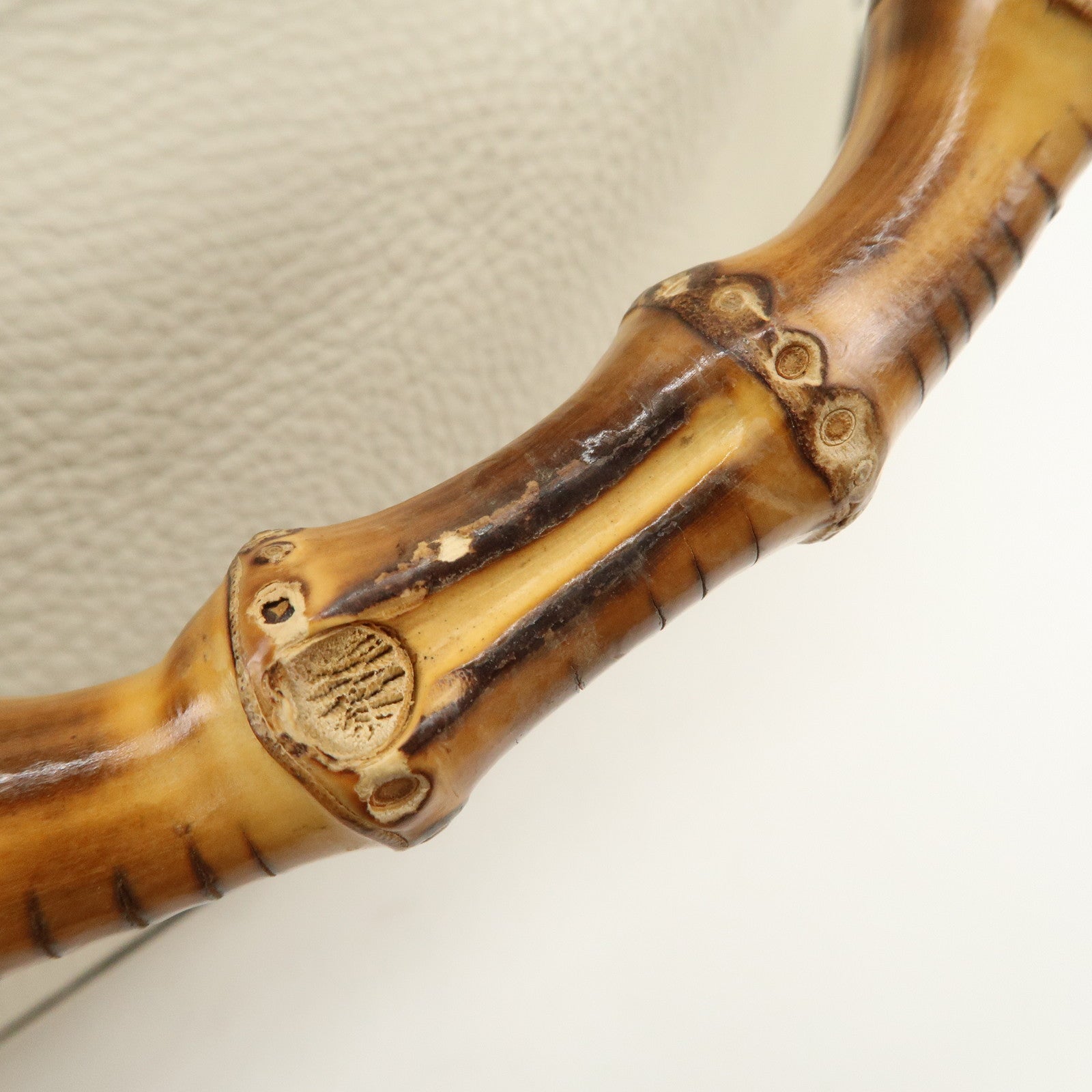 GUCCI Bamboo Leather 2Way Bag Hand Bag Shoulder Bag Ivory 282317