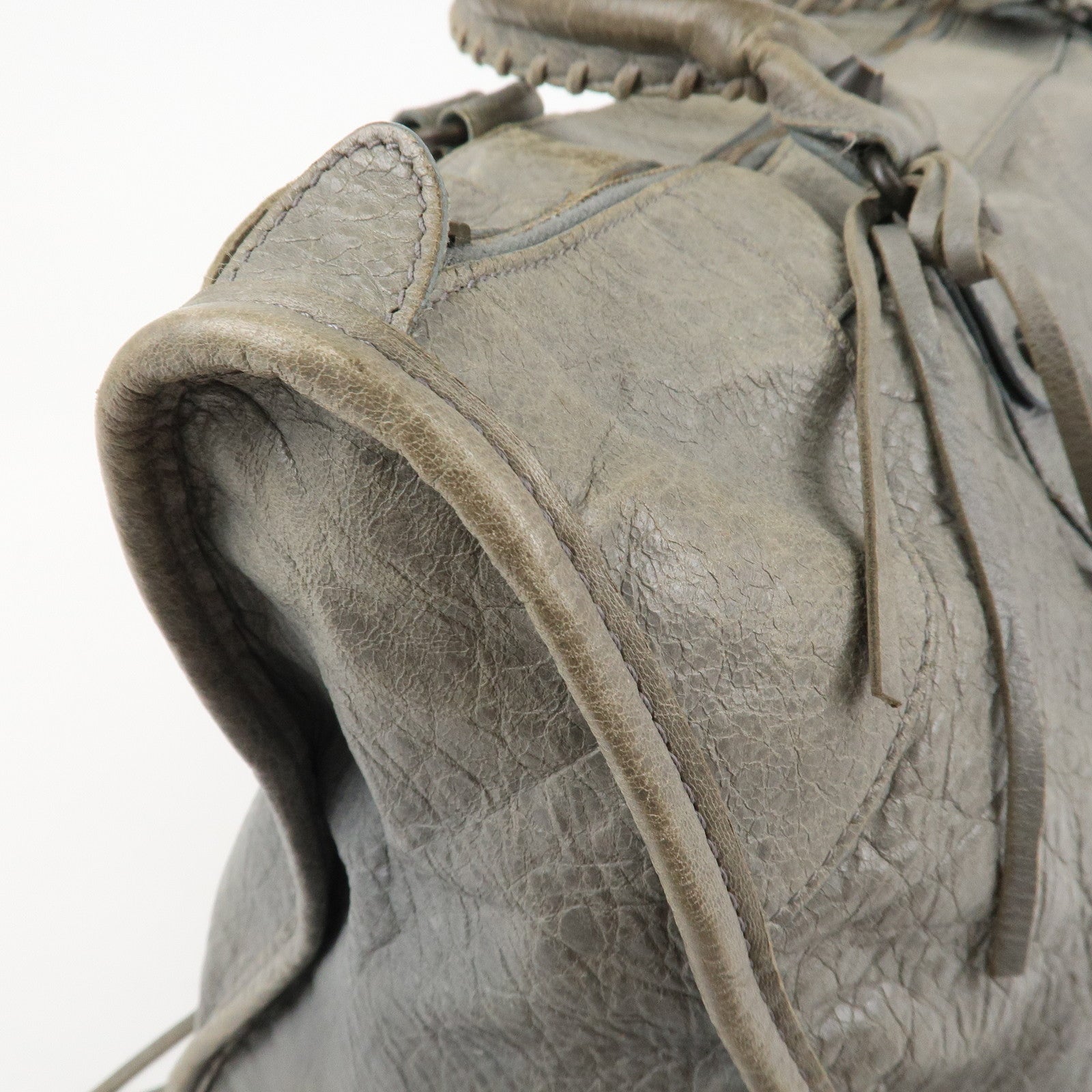 BALENCIAGA The Work Leather Tote Bag Hand Bag Gray Used