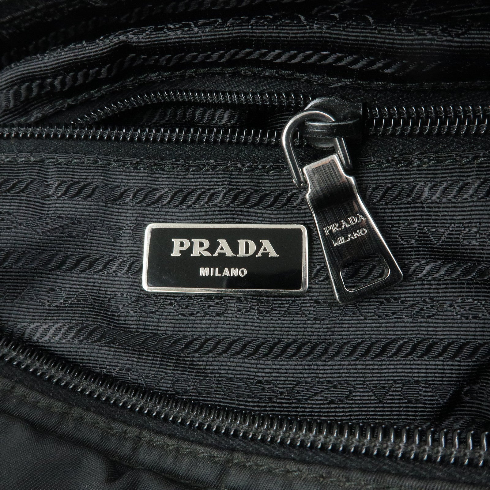 PRADA Triangle Logo Nylon Leather Shoulder Bag Crossbody Bag Black