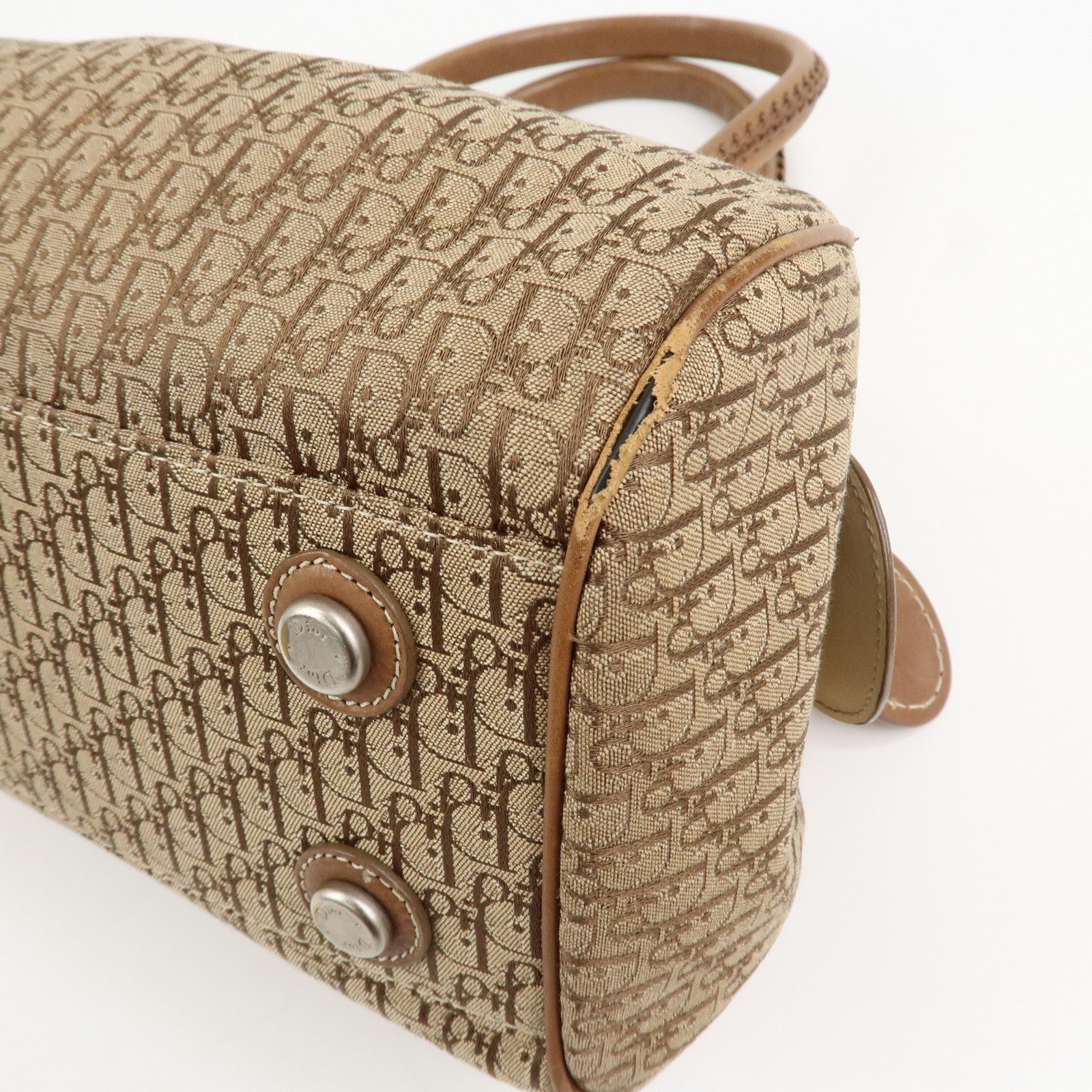 Christian Dior Trotter Canvas Leather Hand Bag Shoulder Bag Brown