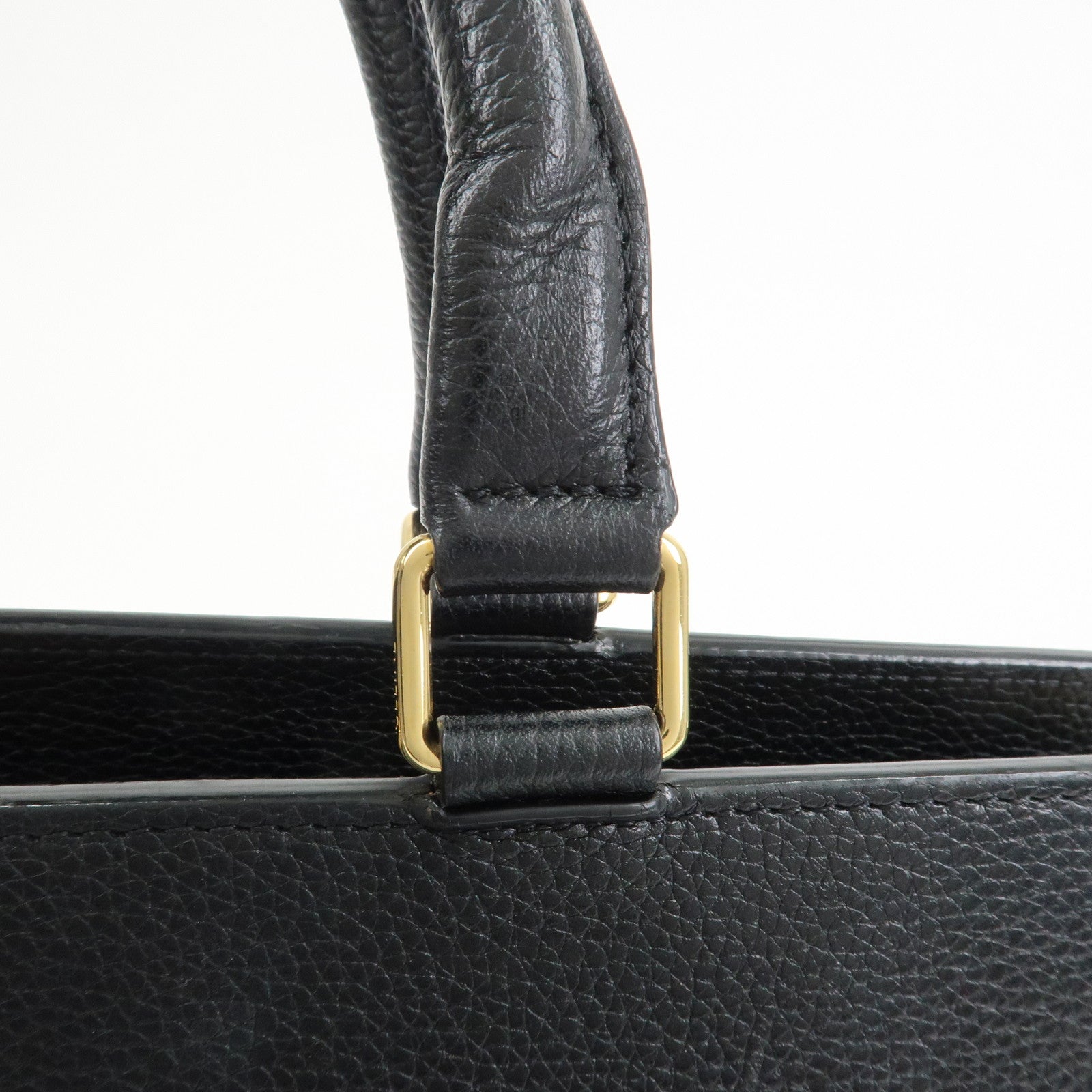 CELINE Calf Leather Boston Bag Hand Bag Black