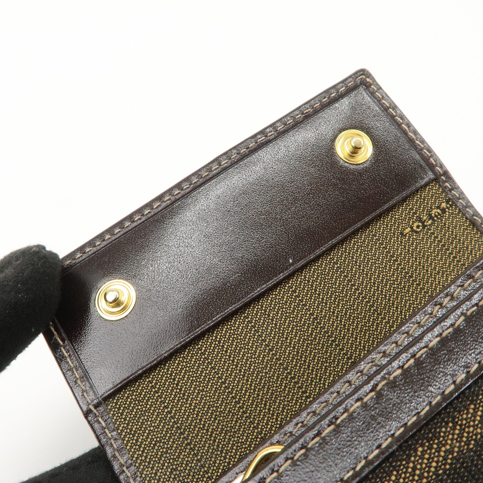 FENDI Zucca Canvas Leather 6 Ring Key Case Brown Black 10163