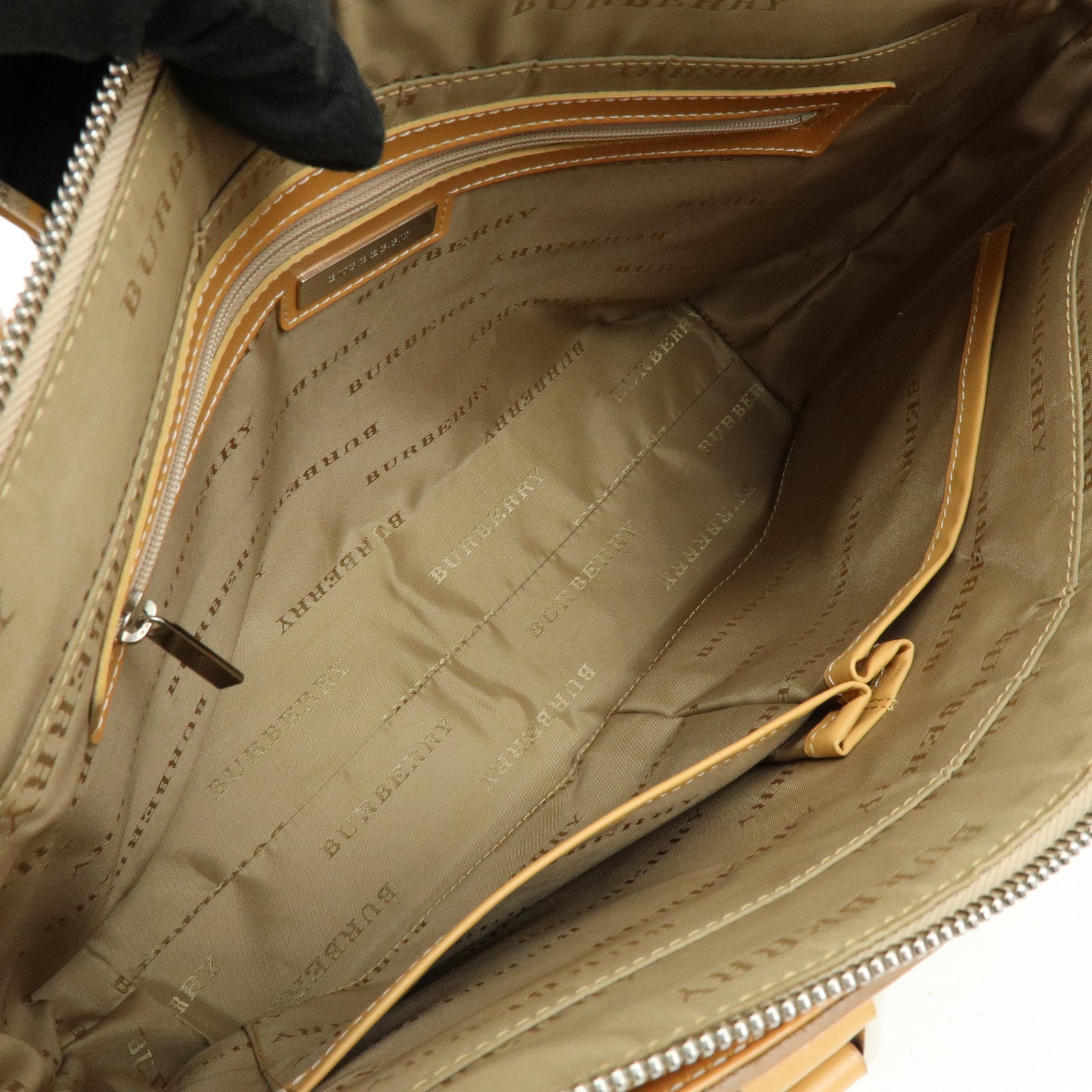 BURBERRY Canvas Leather Tote Bag Hand Bag Beige Light Beige