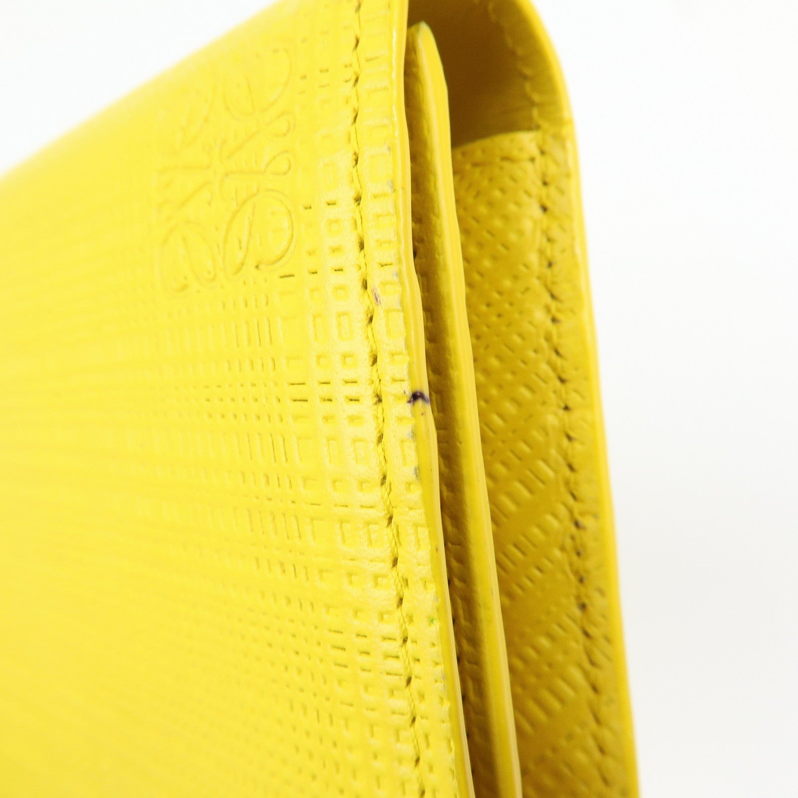 LOEWE Anagram Calf Bi-fold Leather Long Wallet Yellow