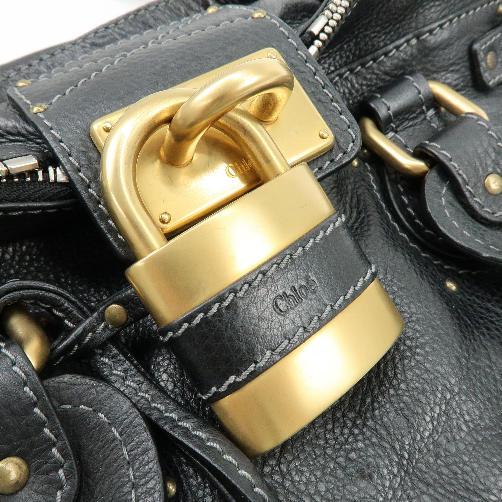 Chloe Paddington Leather Hand Bag Shoulder bag Black