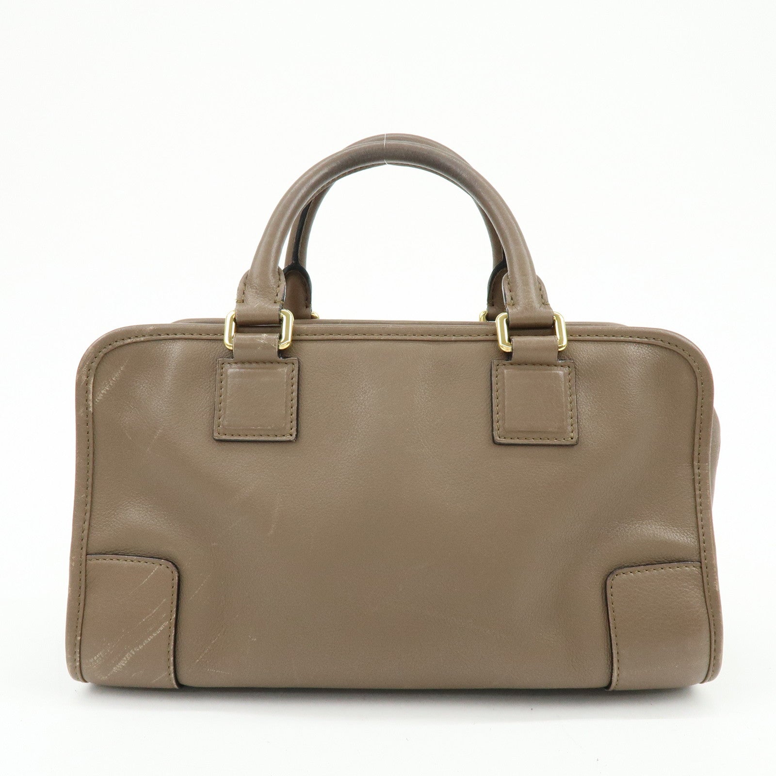 LOEWE Anagram Amazona 28 Leather Hand Bag Boston Bag Brown