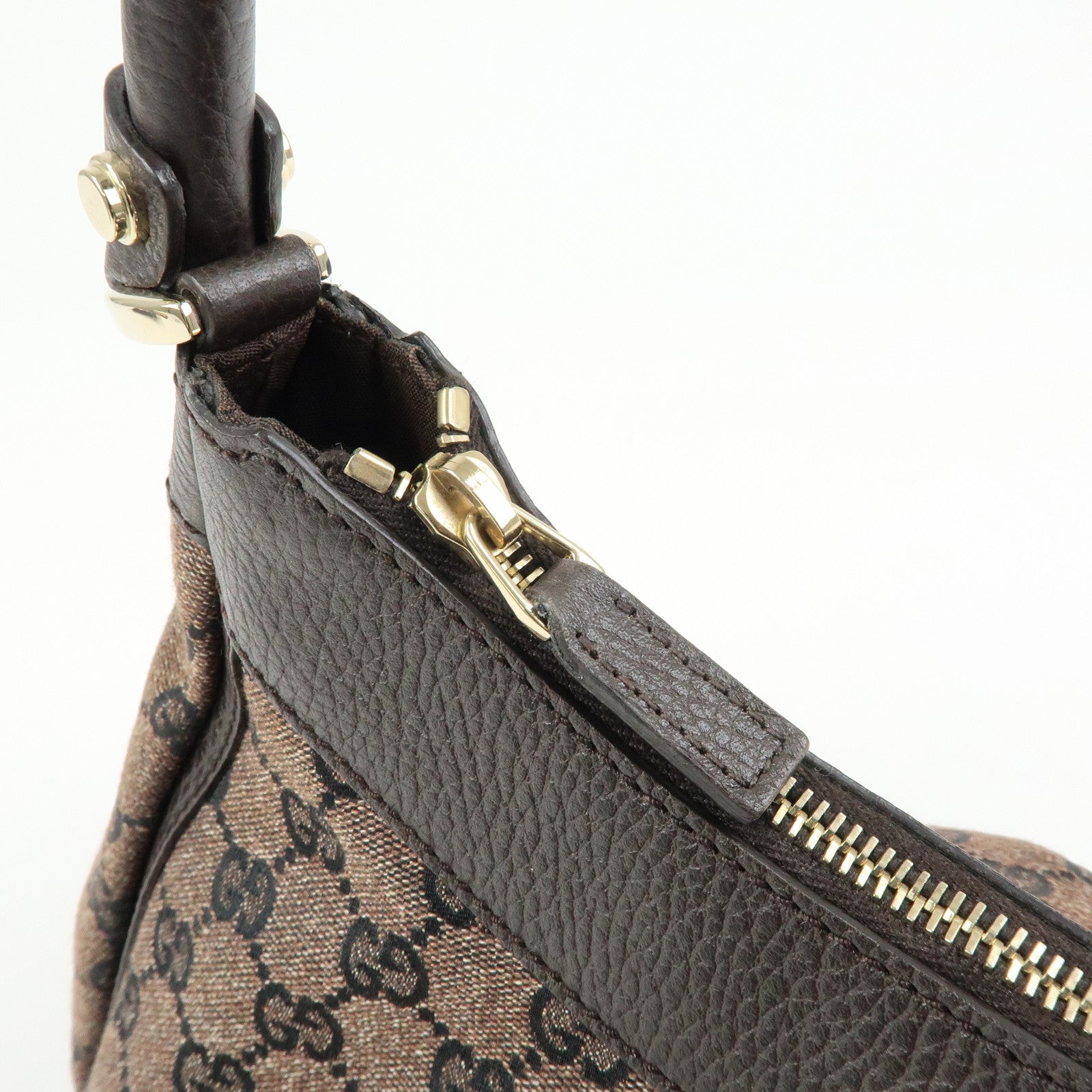 GUCCI Abbey GG Canvas Leather Shoulder Bag Hand Bag Brown 265692