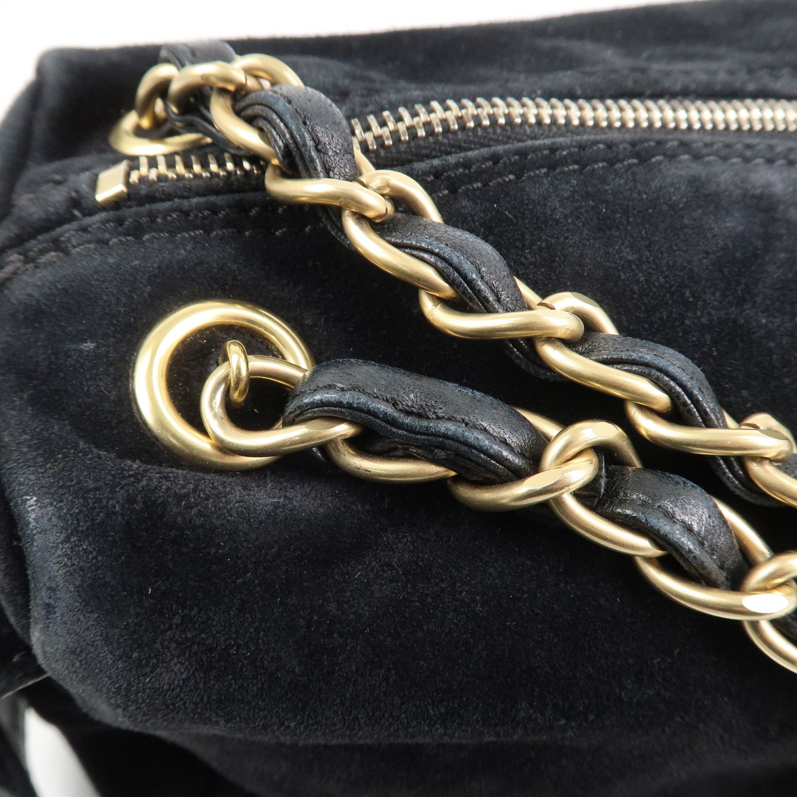 CHANEL COCO Mark Suede Leather Chain Shoulder Bag Black