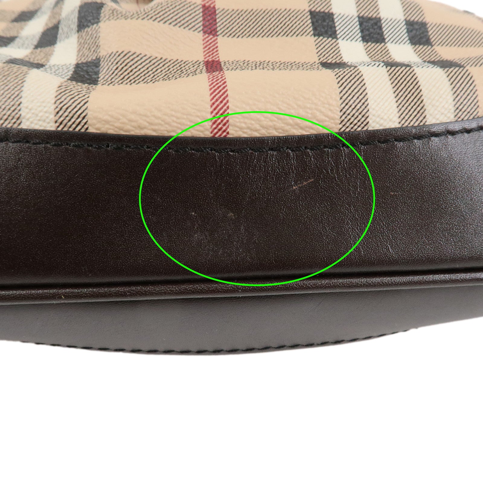 BURBERRY Nova Plaid PVC Leather Shoulder Bag Beige Brown Used