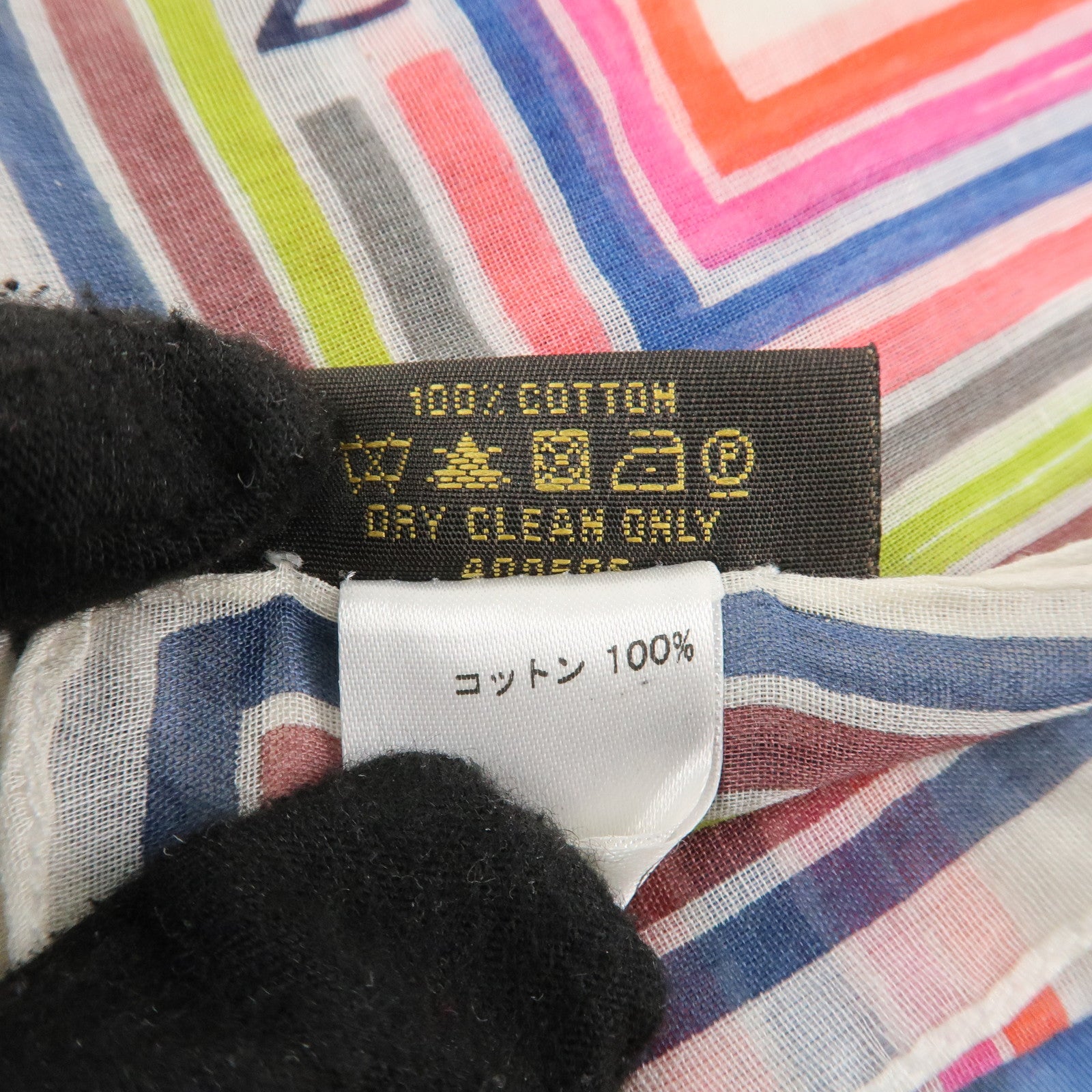 Louis Vuitton Monogram Cotton 100% Scarf Multicolor White Used