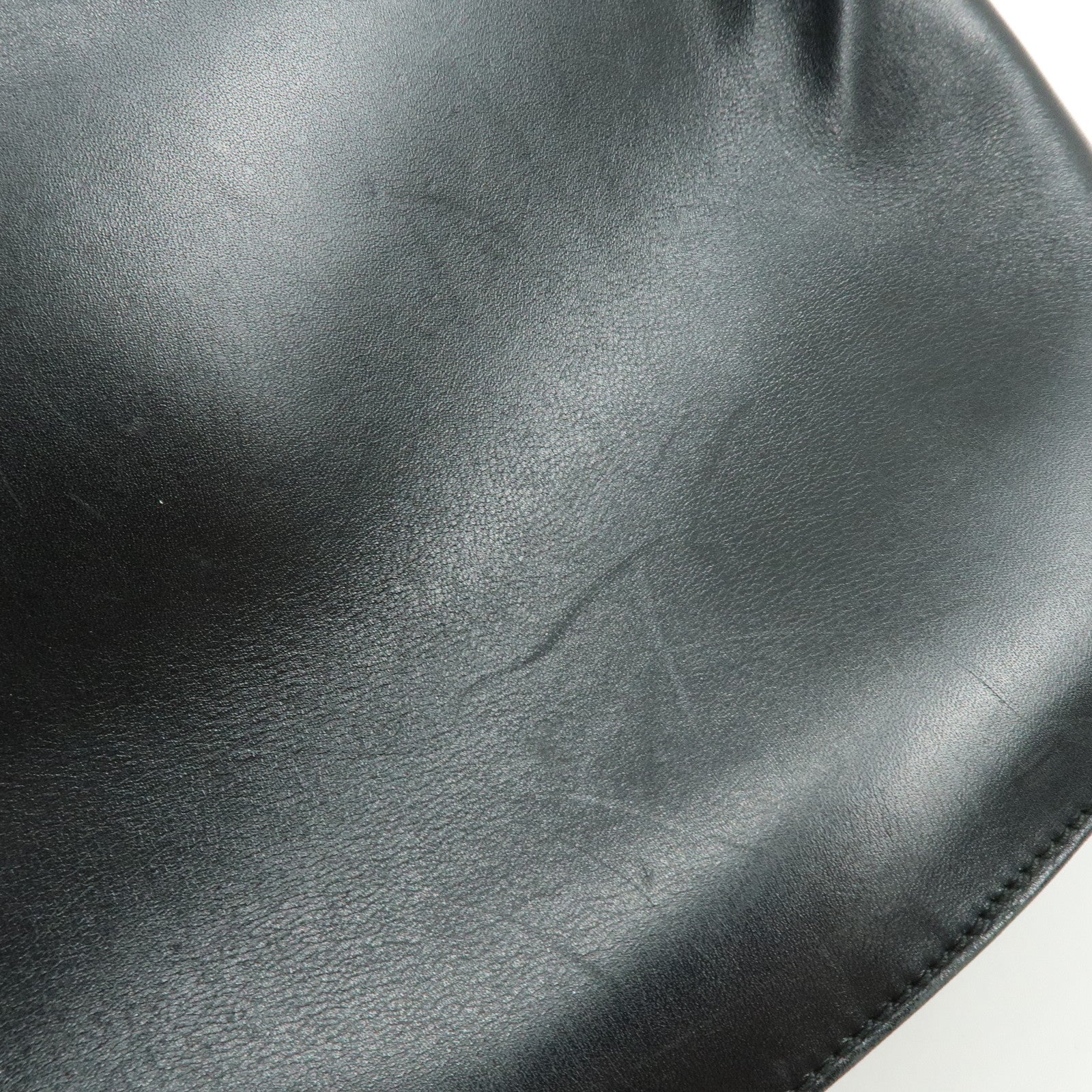 Ferragamo Gancini Leather Shoulder Bag Hand Bag Black