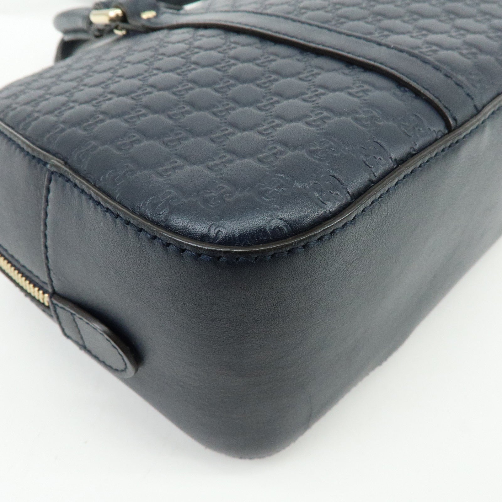 GUCCI Microguccissima Leather 2Way Bag Hand Bag Dark Navy 510286
