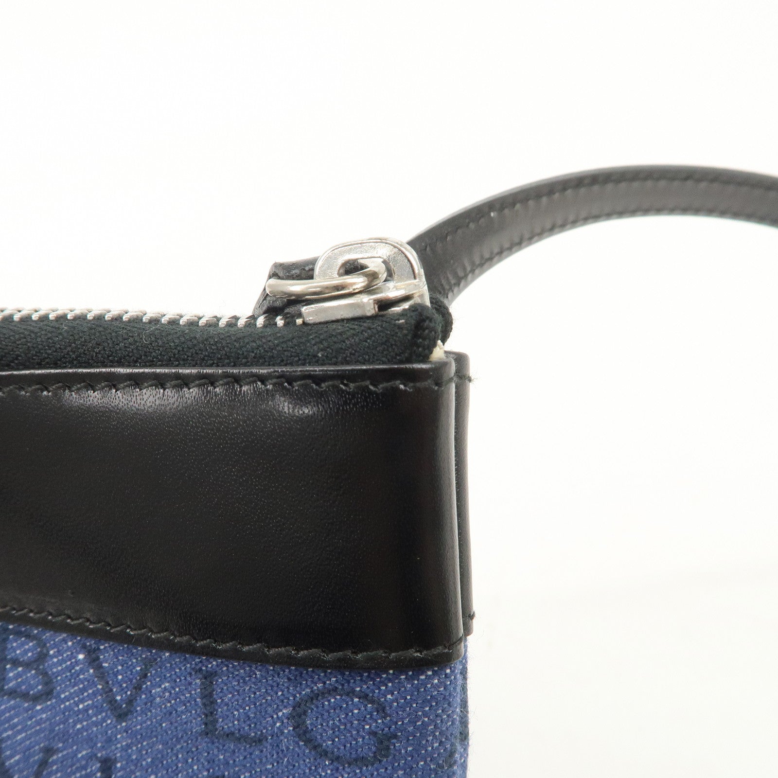 BVLGARI Logo Mania Denim Leather Shoulder Bag Crossbody Bag Blue