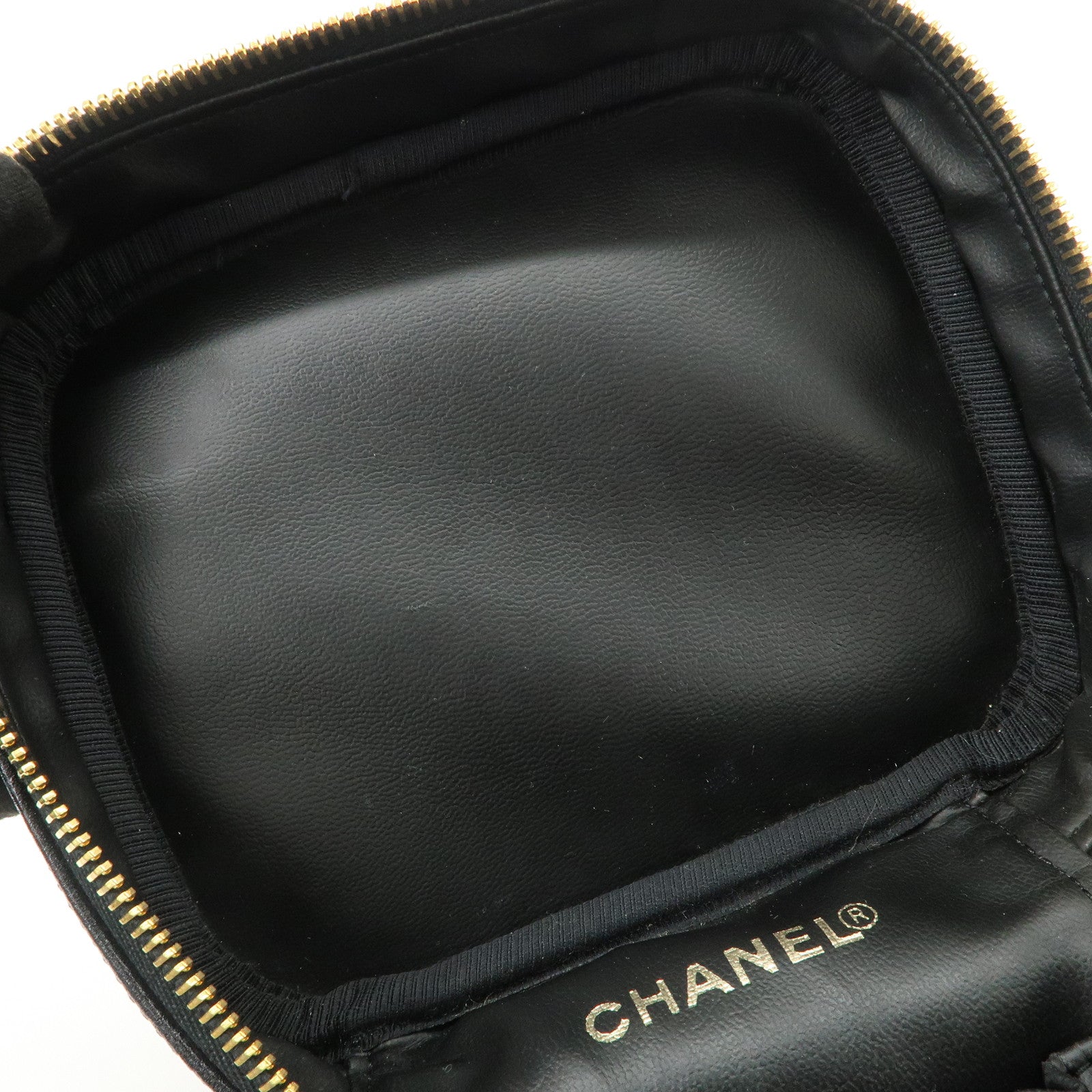 CHANEL COCO Mark Caviarskin Vanity Bag Hand Bag Cosmetic Bag Black A01998