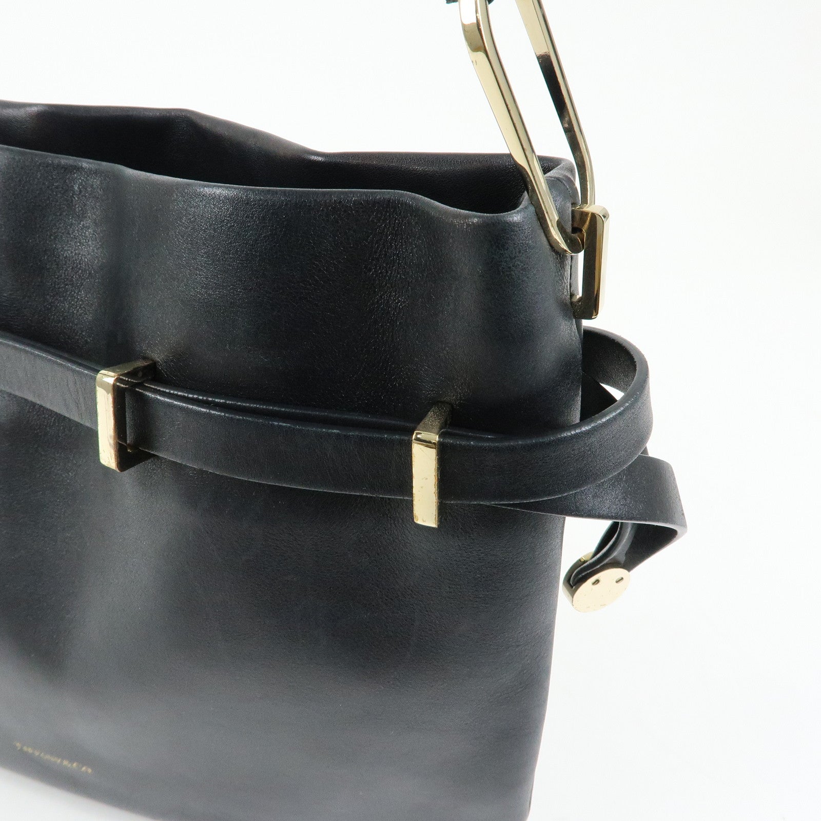 Tiffany & Co Logo Leather Shoulder Bag Crossbody Bag Black