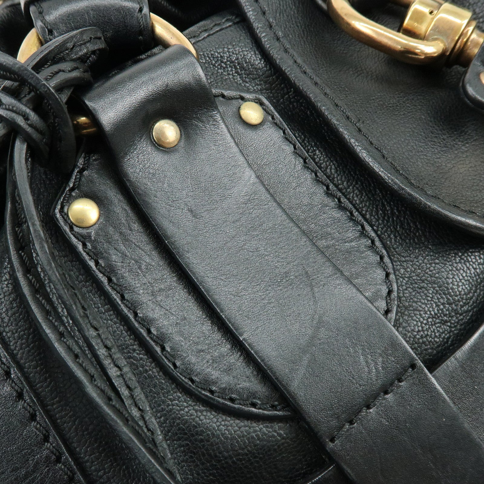 Chloe Kerala Leather Tote Bag Hand Bag Horseshoe Charm Black