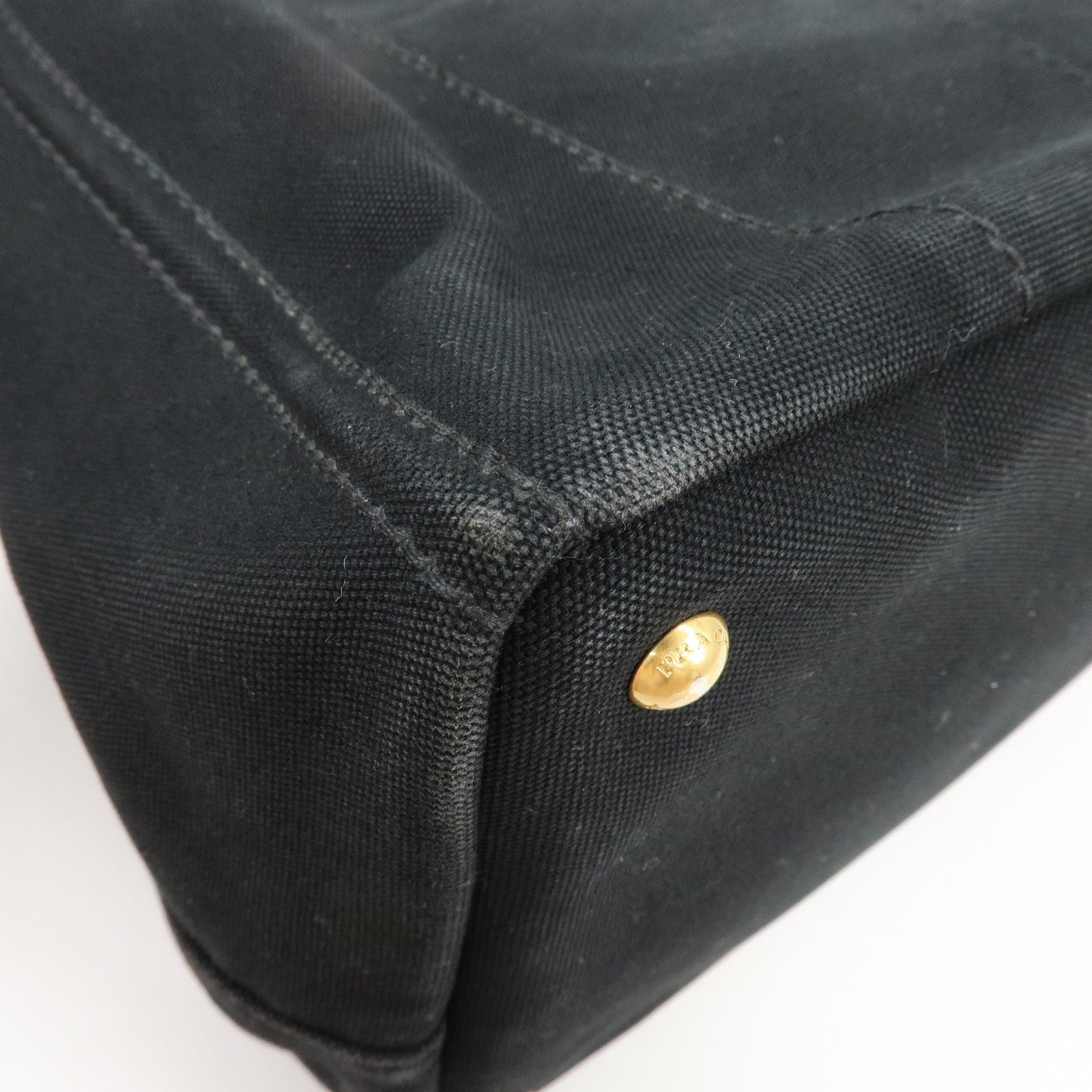 PRADA Logo Canapa Canvas 2Way Bag Tote Bag Hand Bag Black B1877G