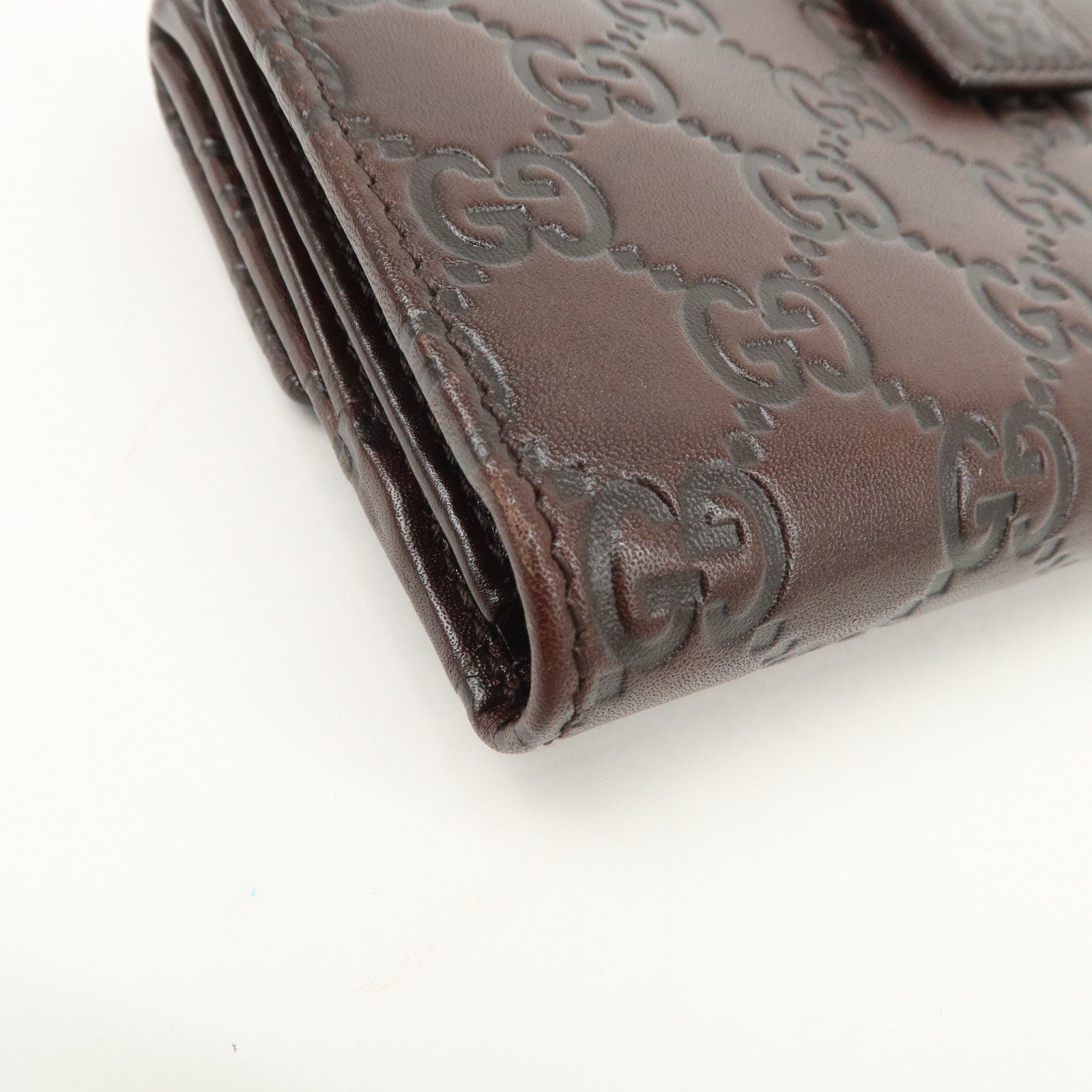 GUCCI Guccissima Leather W Hook Bi-Fold Long Wallet Brown 112715