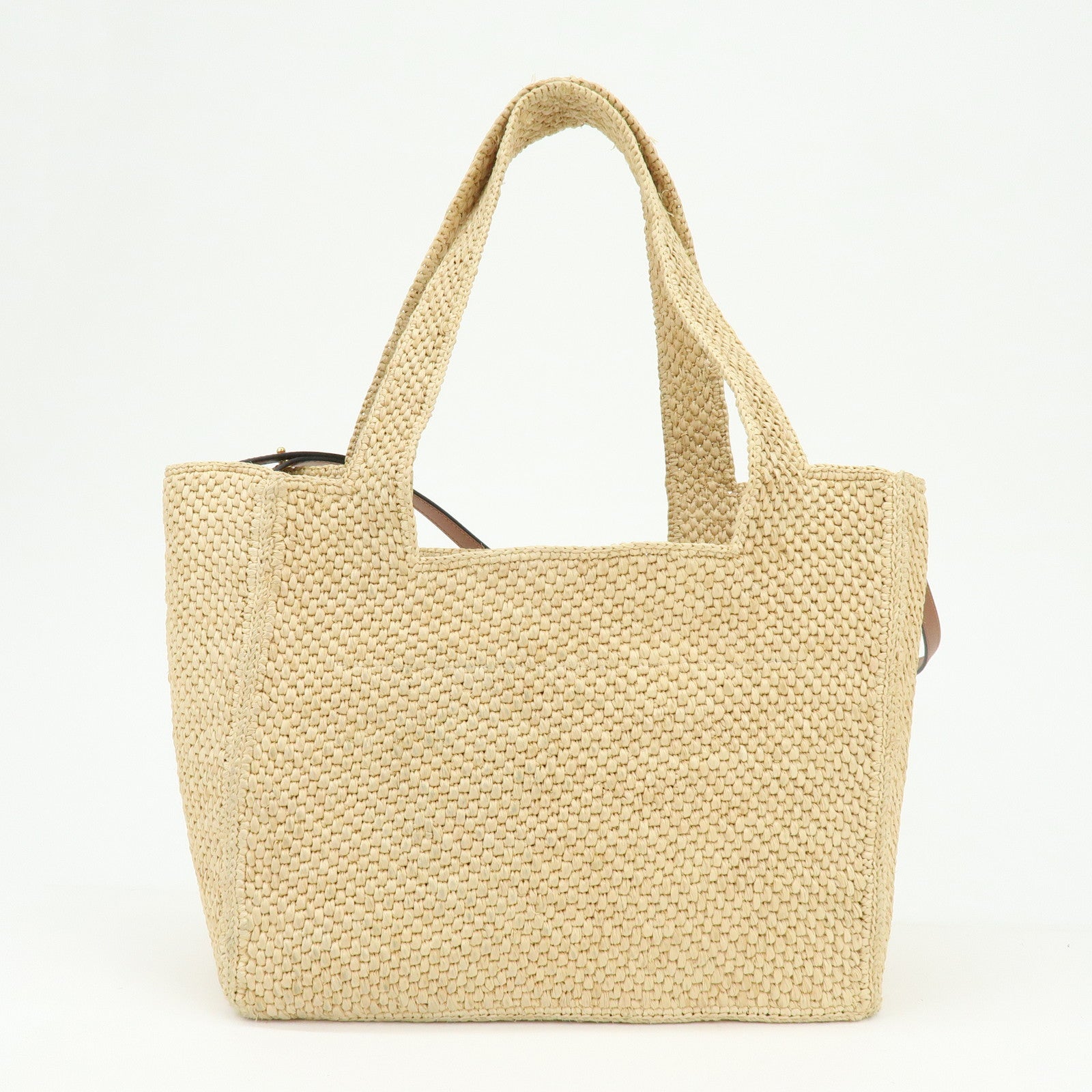 LOEWE Font Tote Raffia Leather 2Way Bag Tote Bag Shoulder Bag Beige