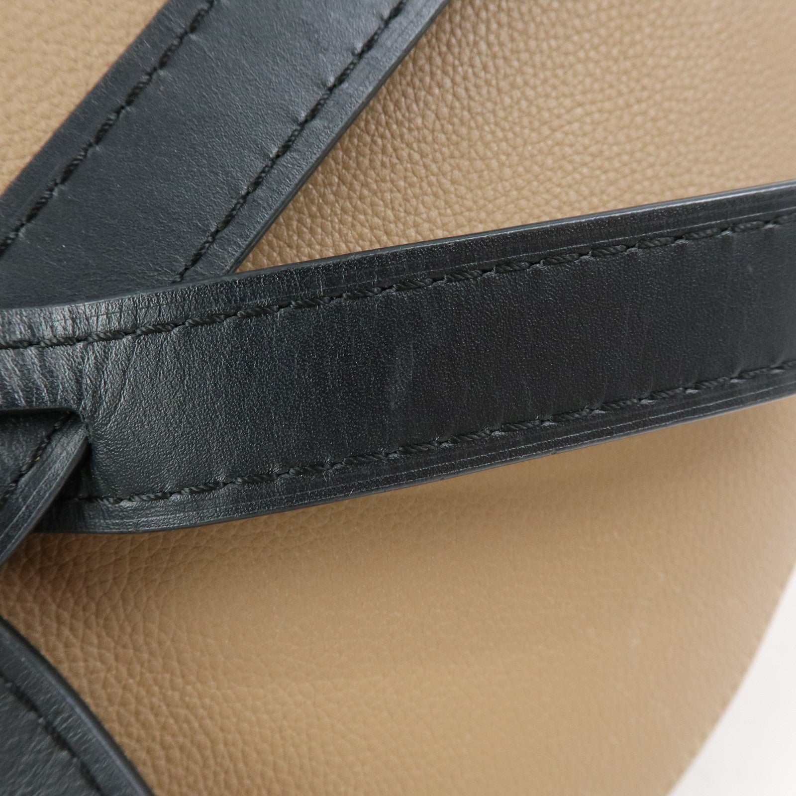LOEWE Calf Leather Shoulder Bag Gate Bag Medium Beige Black