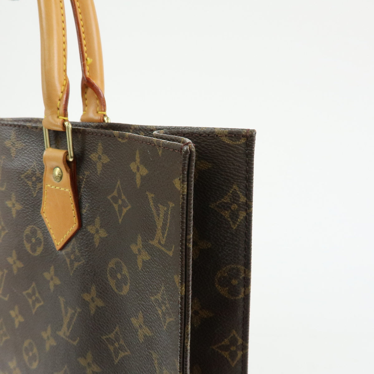 Louis Vuitton Monogram Sac Plat Tote Bag Hand Bag Brown M51140