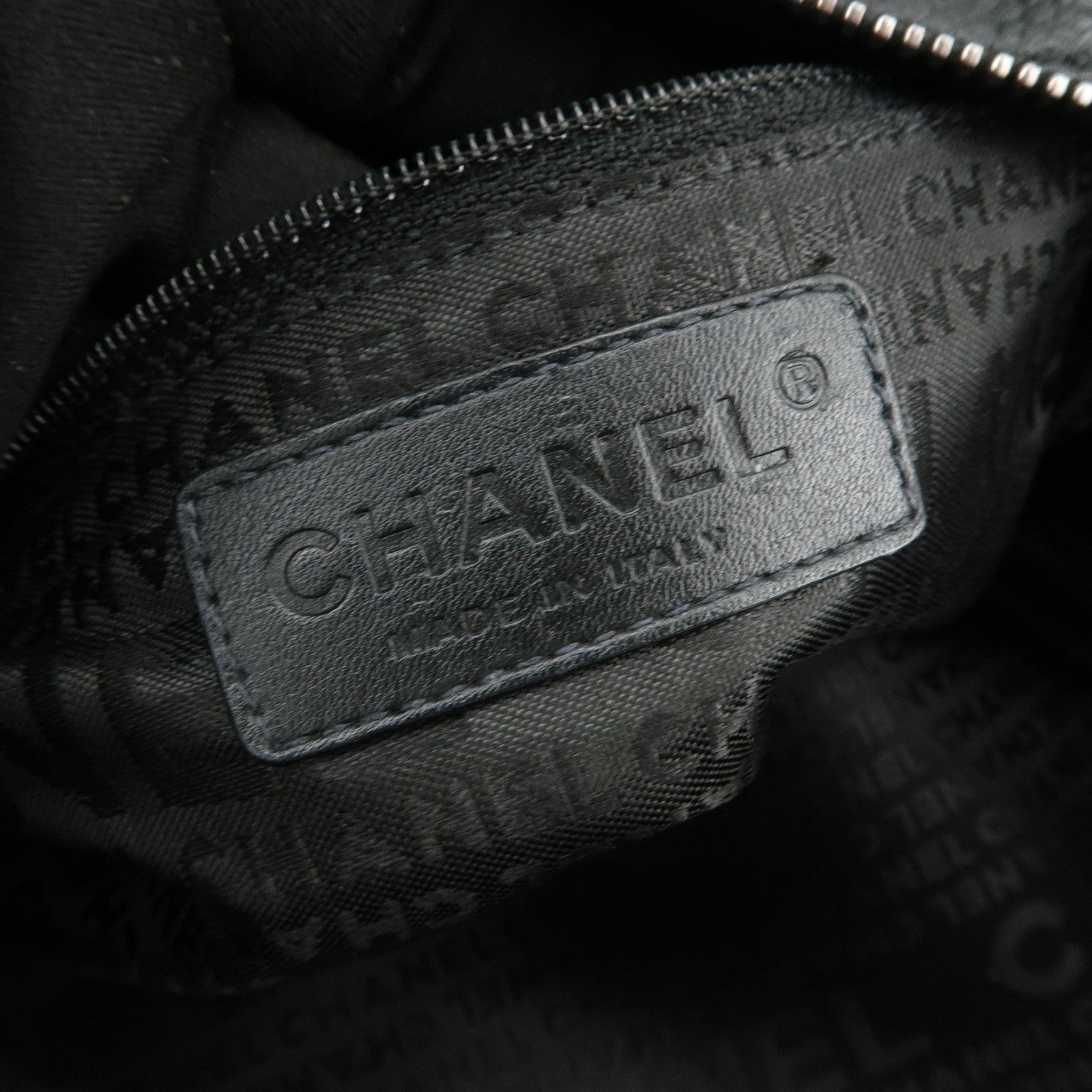 CHANEL Chocolate Bar Caviarskin Shoulder Bag Hand Bag Black