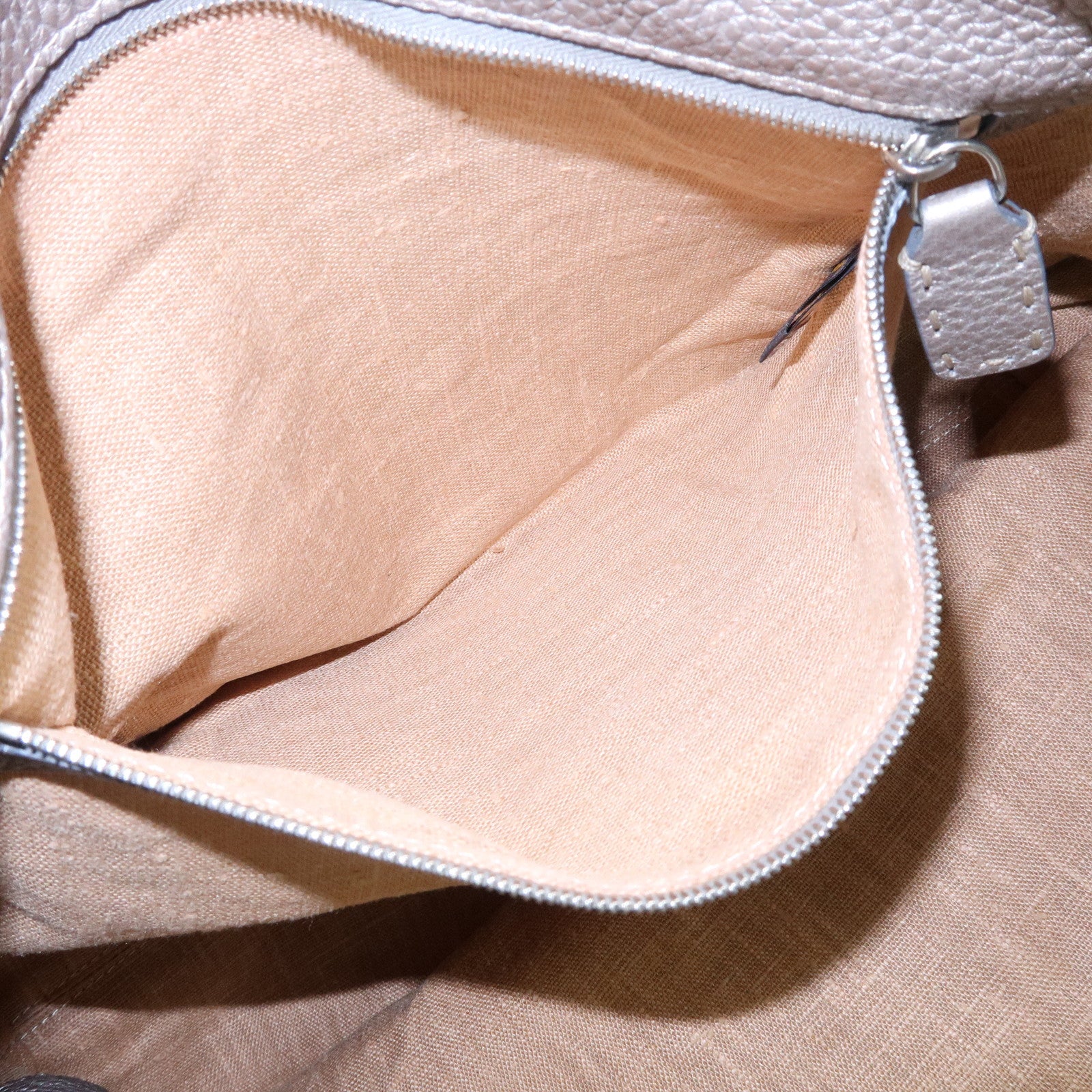 FENDI Selleria Leather Tote Bag Shoulder Bag Silver 8BH126