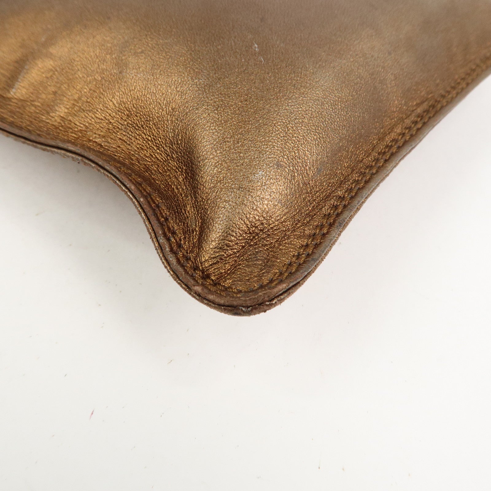 CHANEL Logo Leather Shoulder Bag Crossbody Bag Bronze