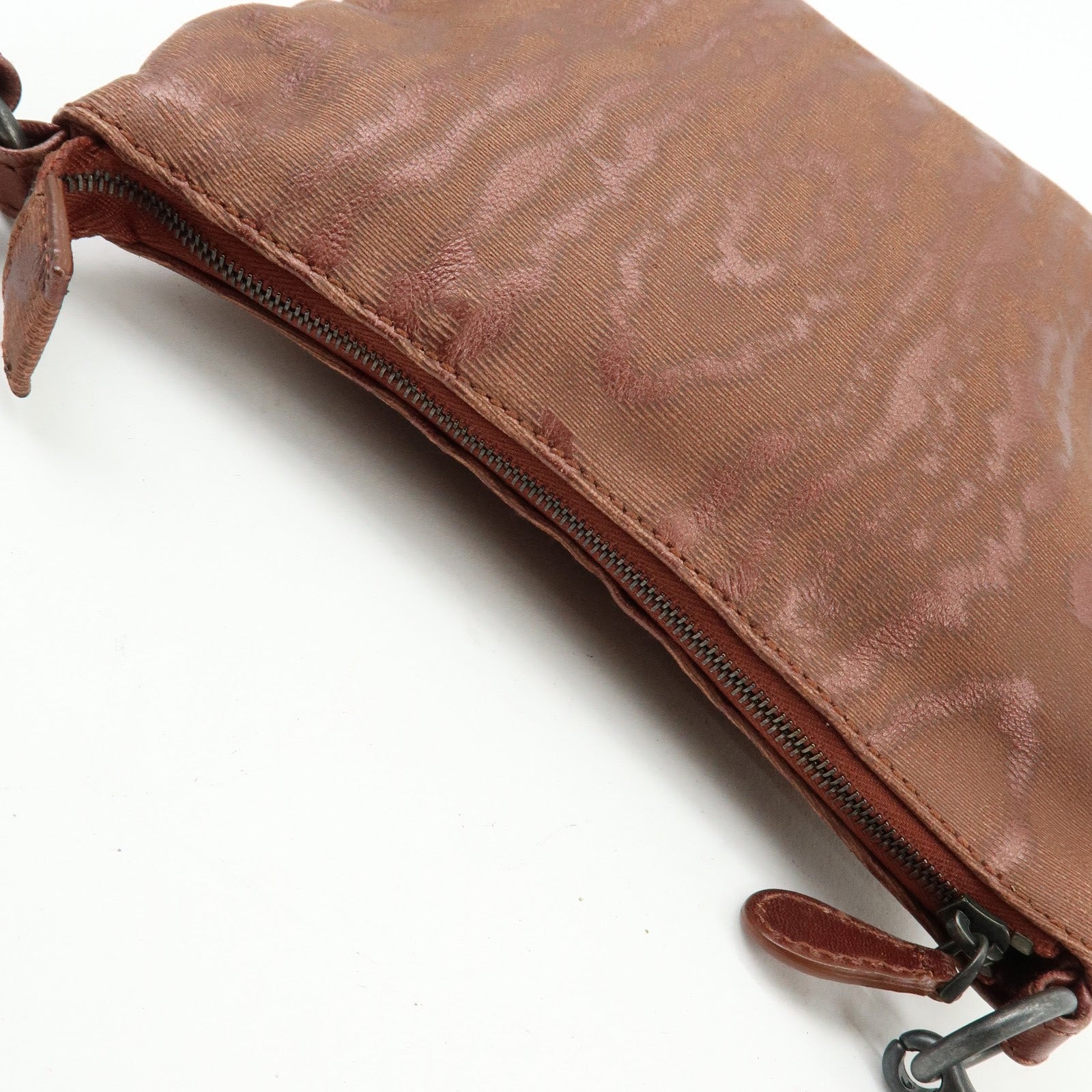 BOTTEGA VENETA Leather Shoulder Bag Metallic Brown 196484