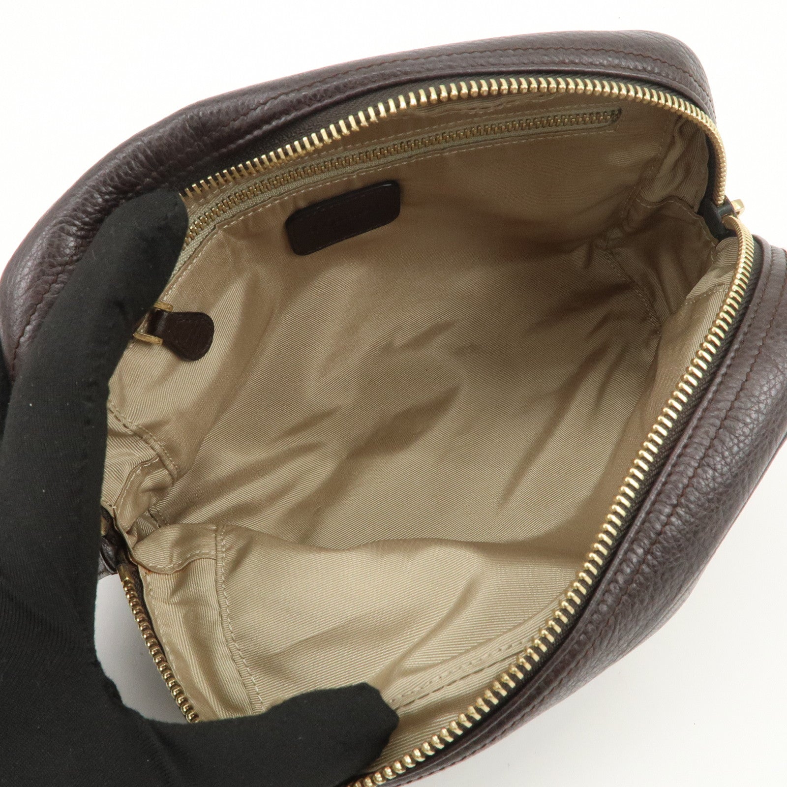 LOEWE Logo Leather Pouch Cosmetic Pouch Black