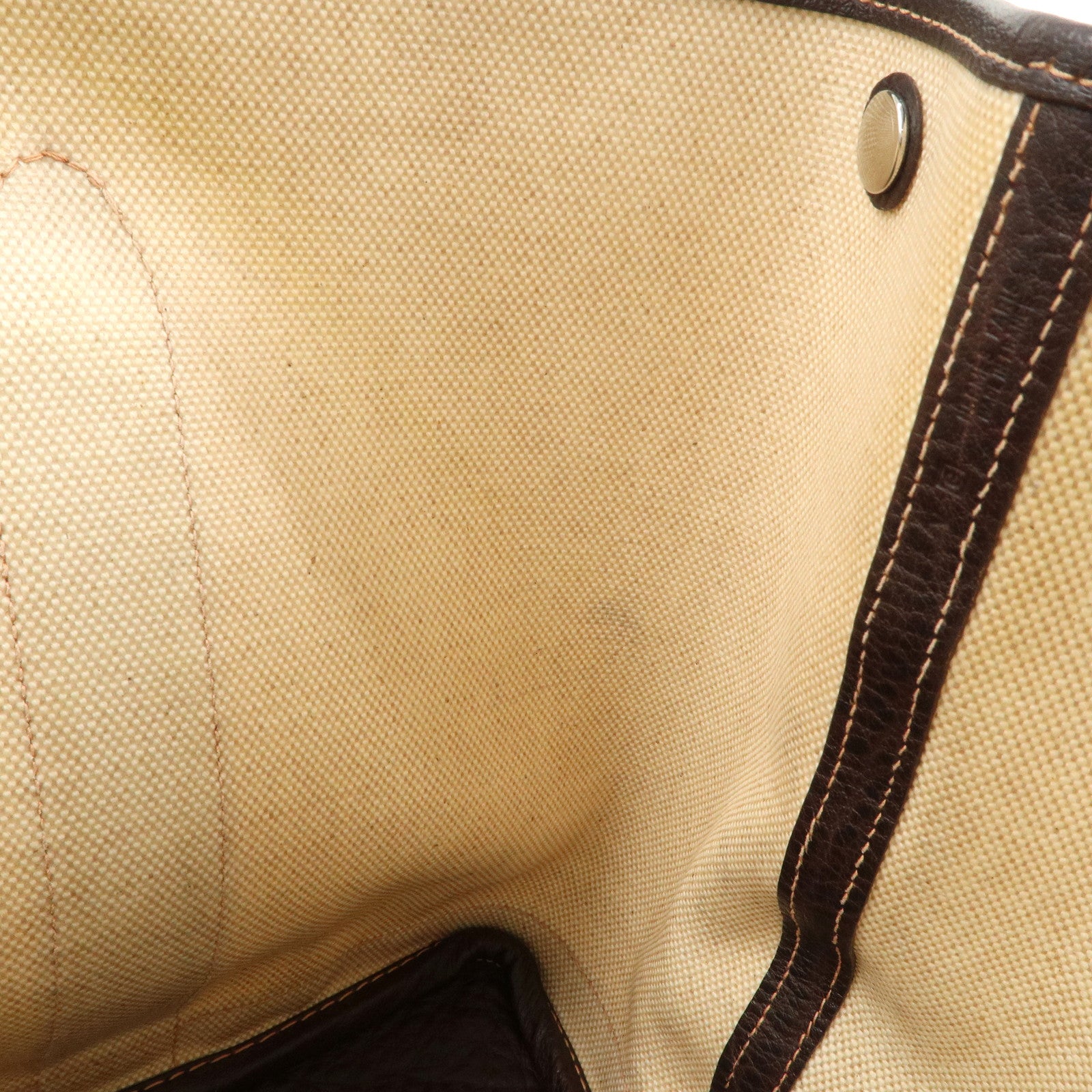 HERMES Garden Party Toile H Leather Tote Bag Hand Bag Natural