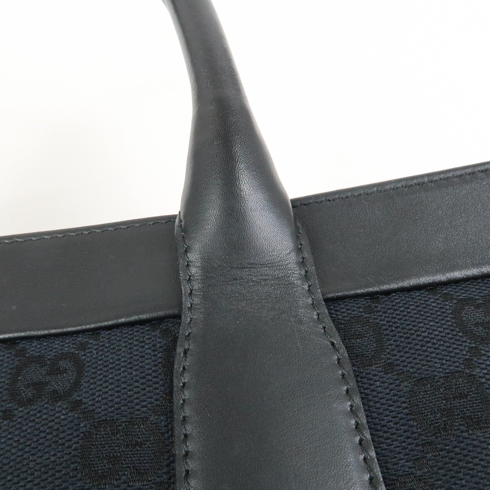 GUCCI GG Monogram Canvas Leather Tote Bag Hand Bag Black 002.1119