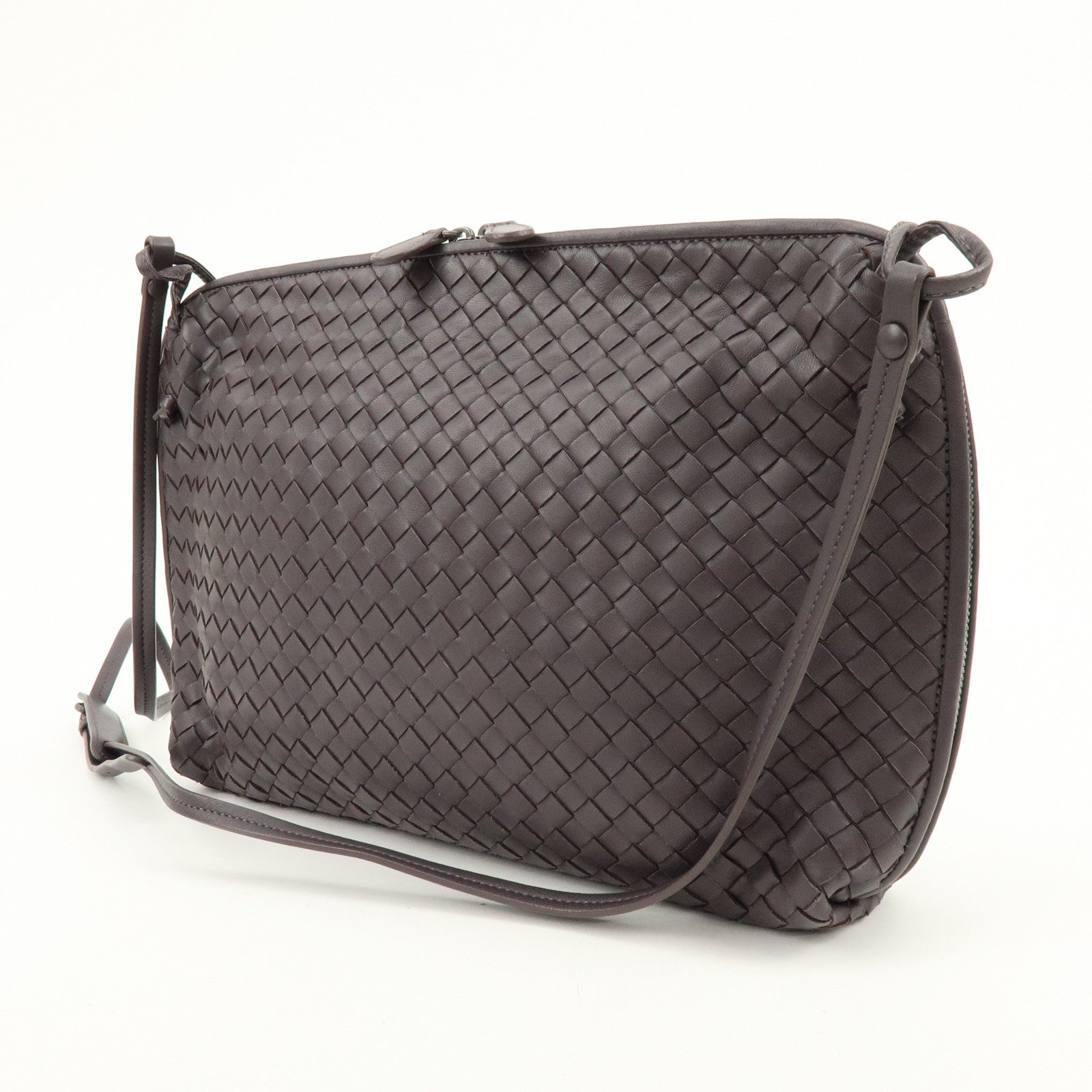 BOTTEGA VENETA Intrecciato Leather Shoulder Bag Brown 245355