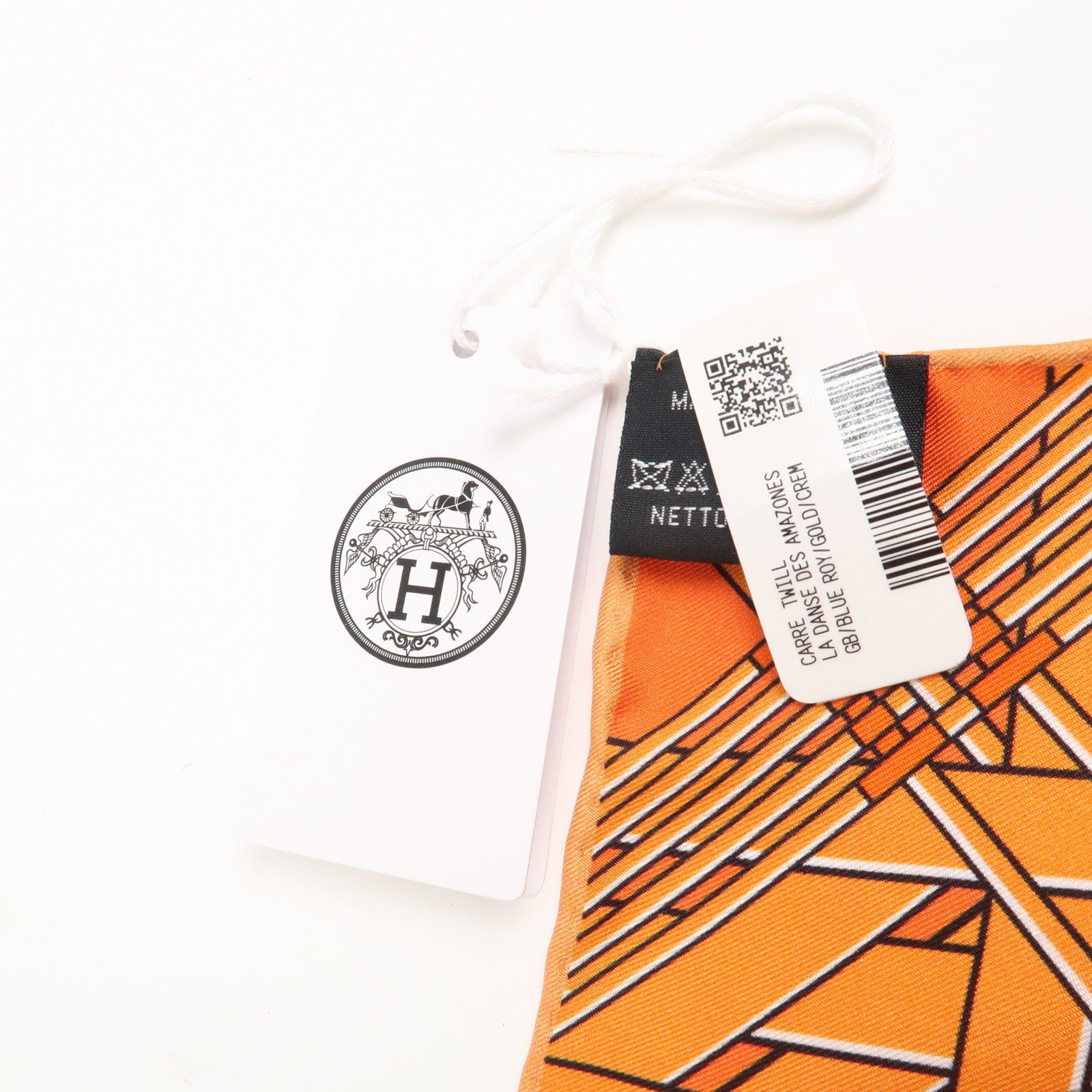 HERMES Carre 90 Silk 100% Scarf MASAN&MASAN Orange