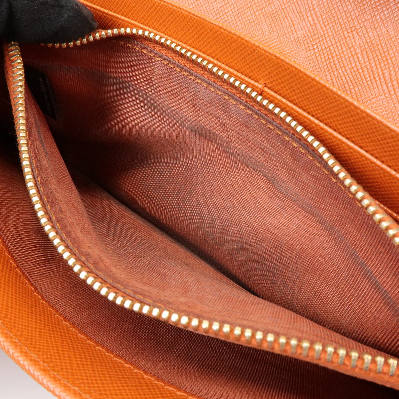 PRADA Saffiano Leather Ribbon Flap Long Wallet Orange 1M1132