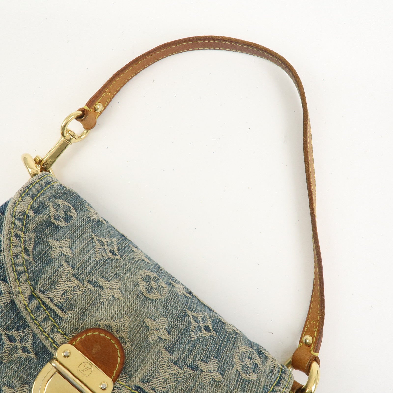 Louis Vuitton Monogram Denim Mini Pleaty Shoulder Bag Blue M95050