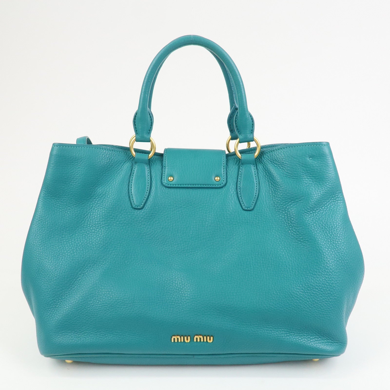 MIU MIU Logo Leather Shoulder Bag Hand Bag Green