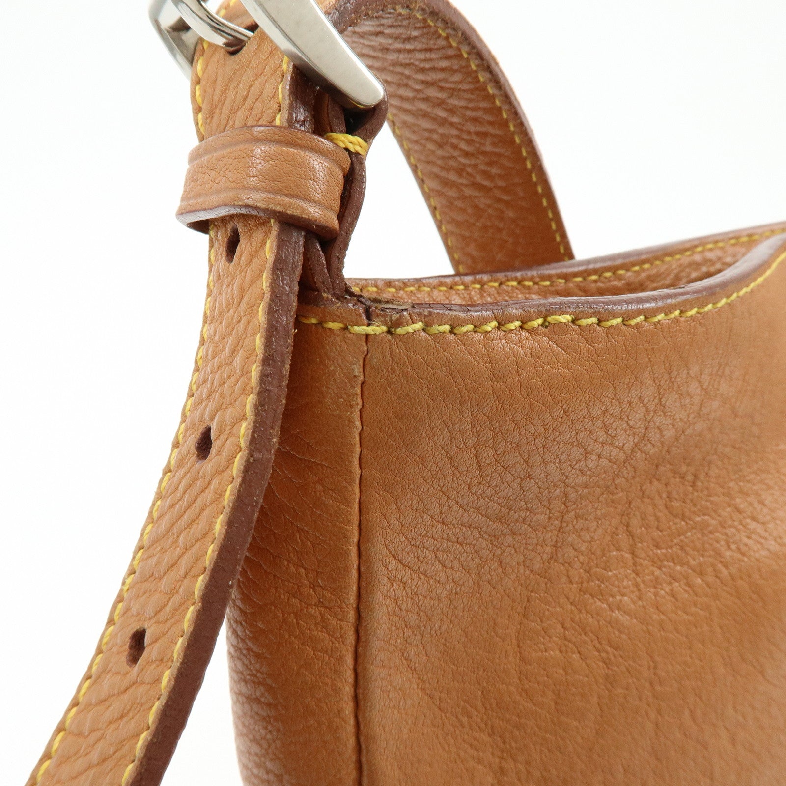 PRADA Triangle Logo Calf Leather Shoulder Crossbody Bag Brown