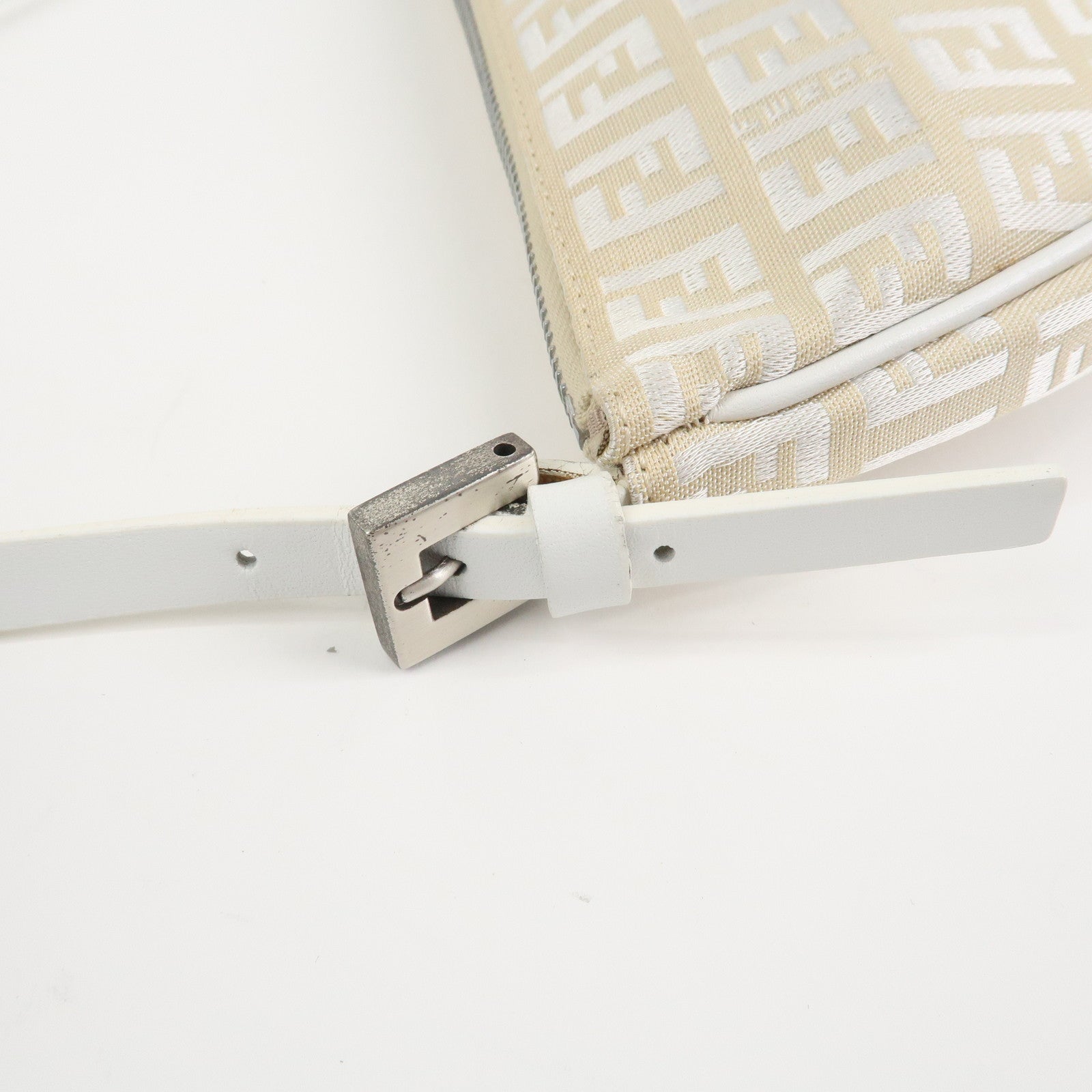 FENDI Zucchino Canvas Leather Accessory Pouch Shoulder Bag 8BR133