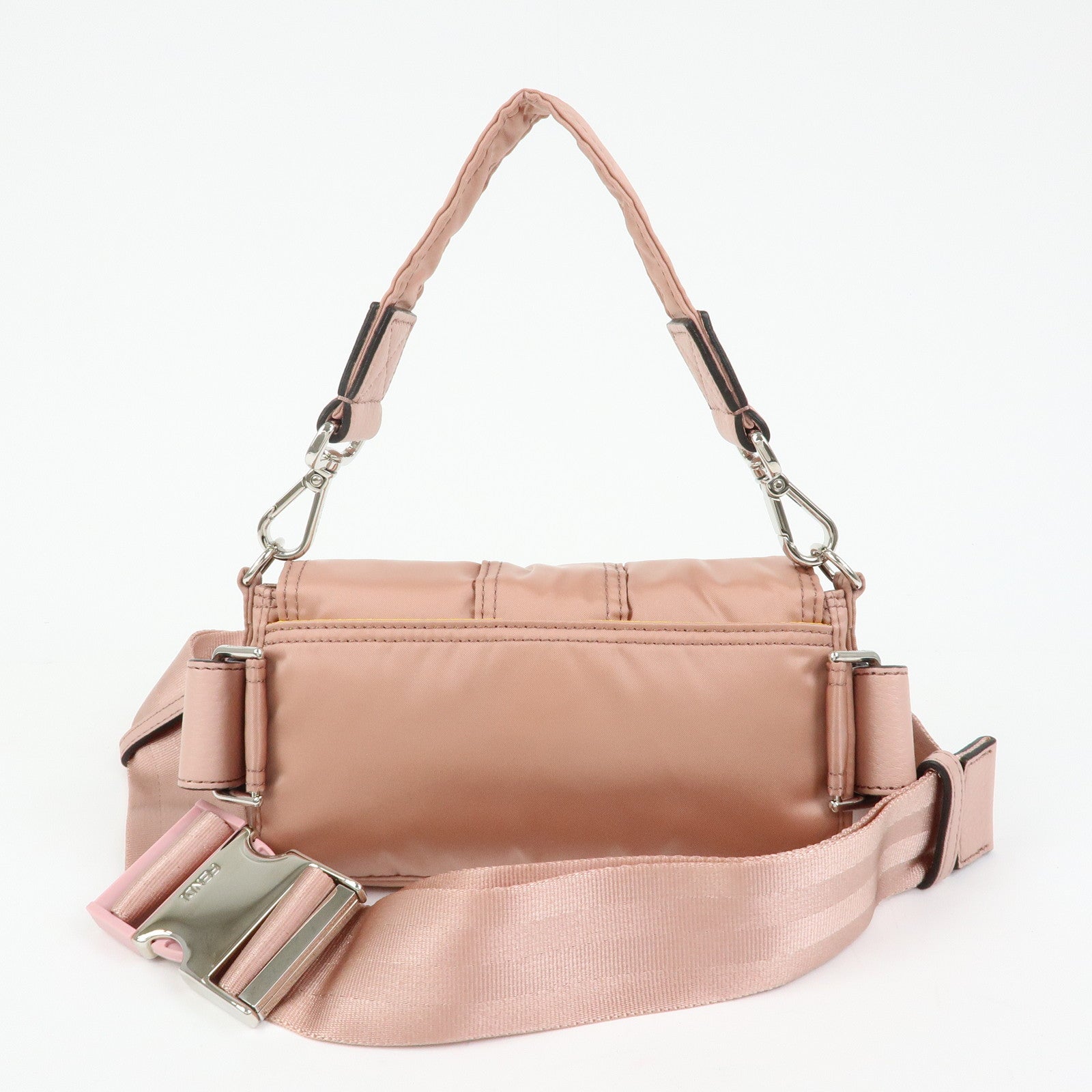 FENDI Baguette Mini Nylon Leather 2WAY Bag ×PORTER Pink 7AS138