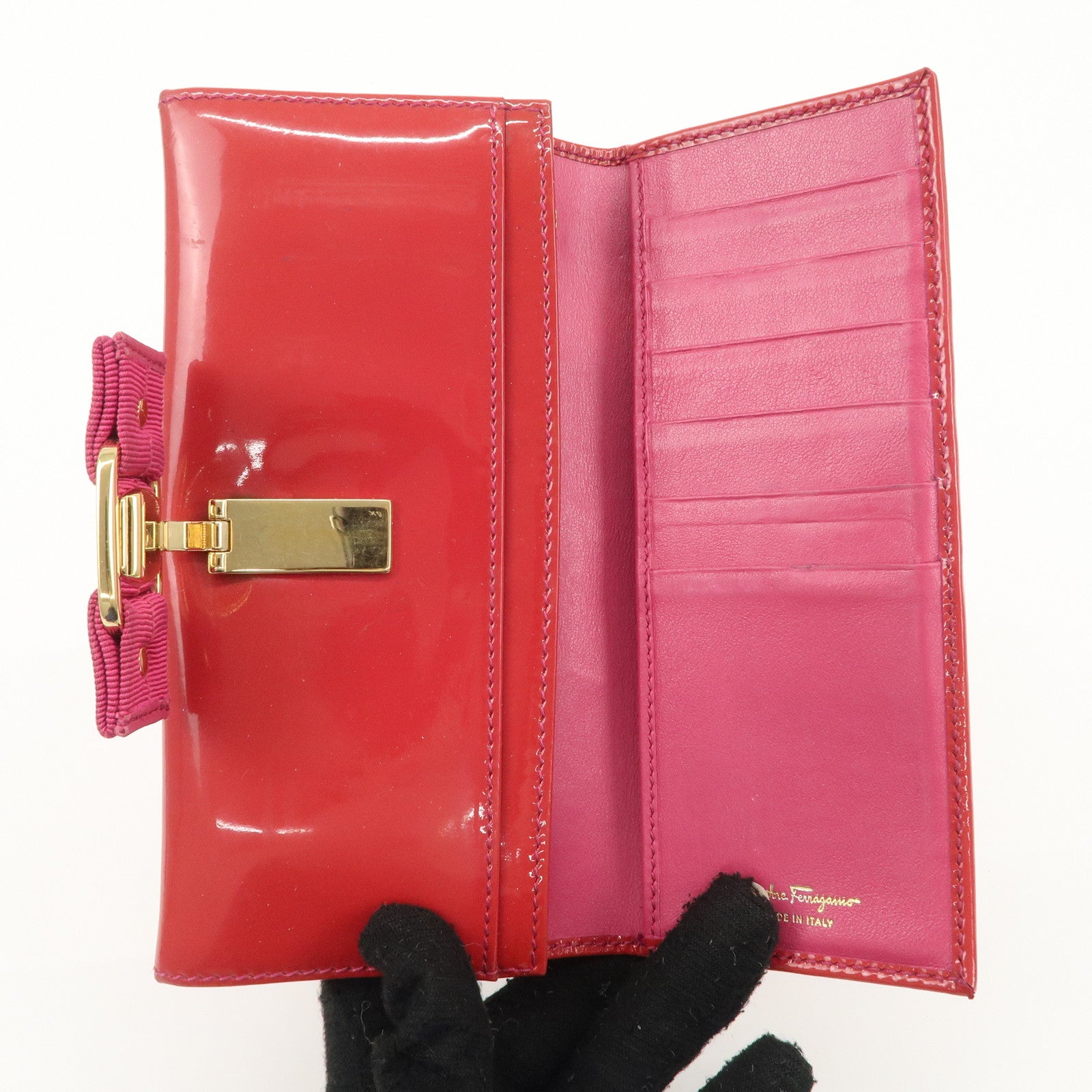 Ferragamo Set of 3 Leather Wallet Red Black Beige Used
