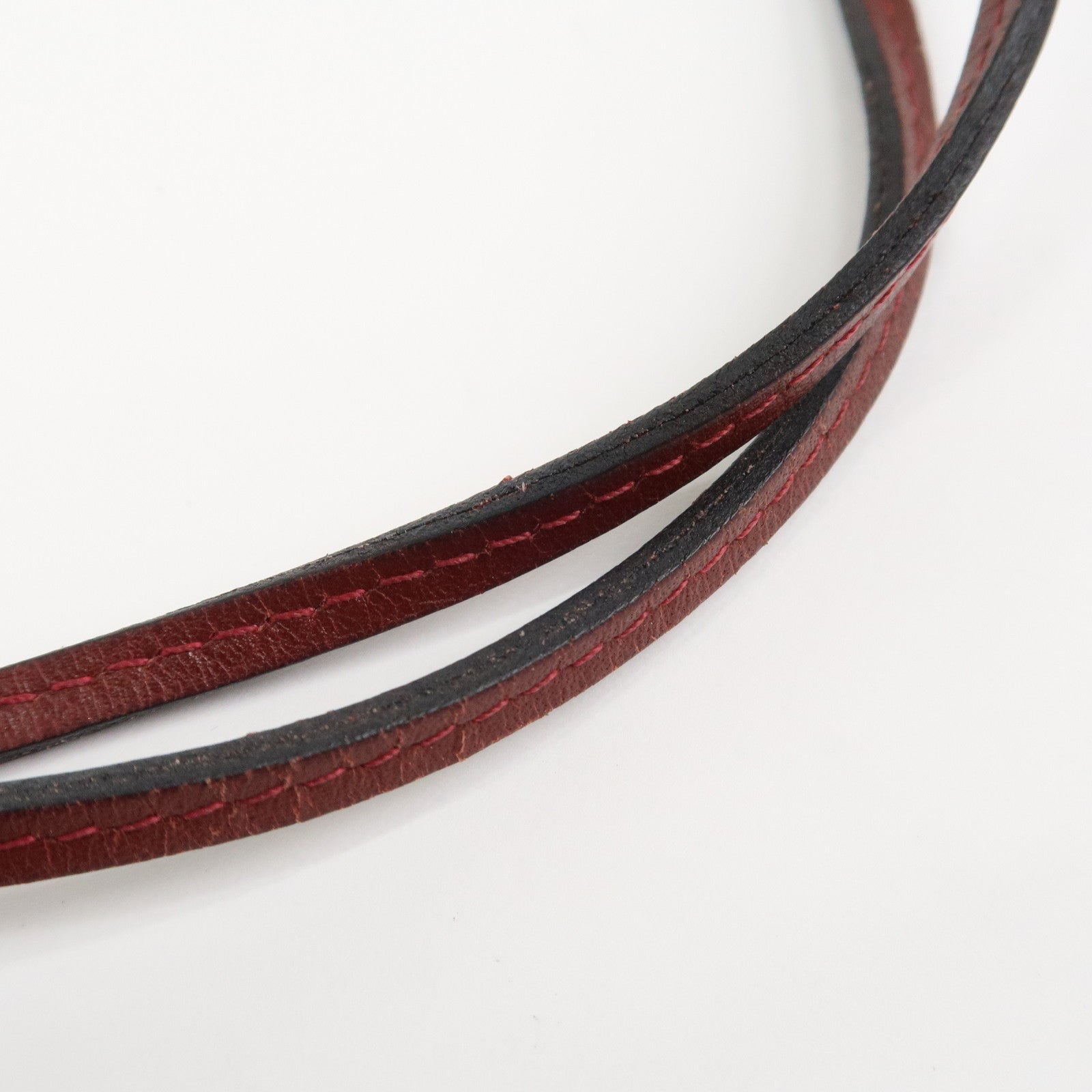 HERMES Vivaldi Heart Cadena Necklace Metal Leather Gold Red