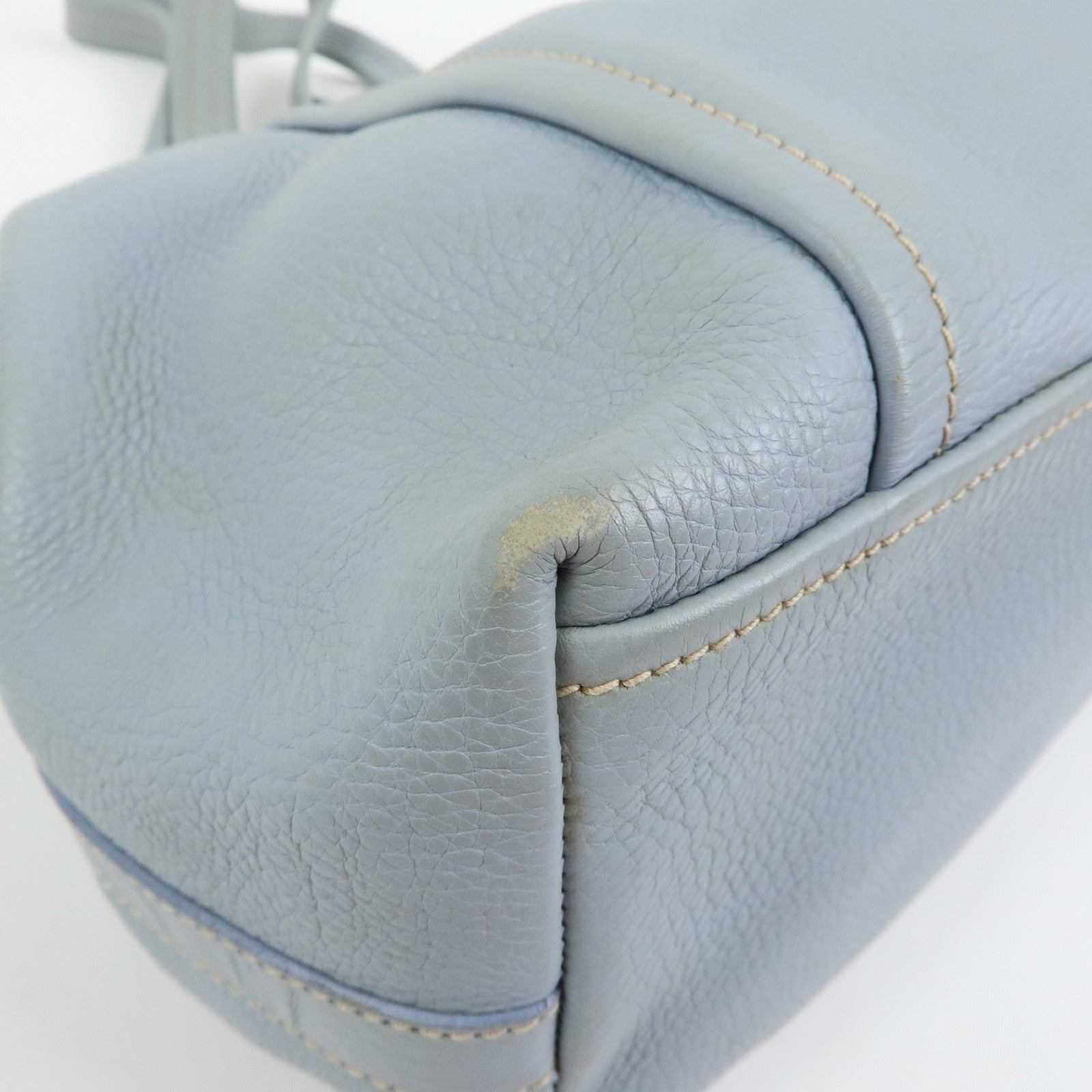 PRADA Vitello Daino Leather Tote Bag Hand Bag Light Blue BR2252