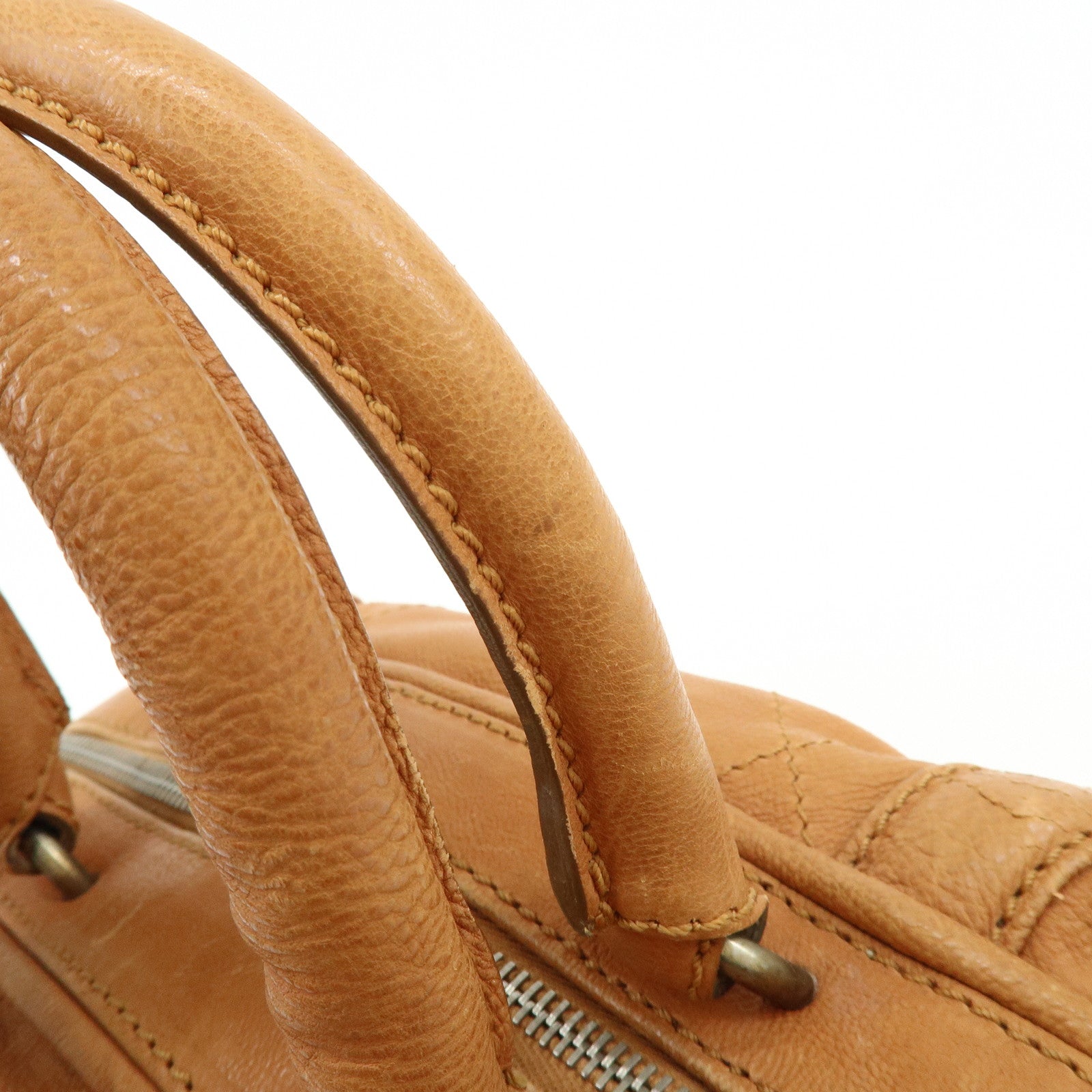 CHANEL COCO Mark Calf Leather Hand Bag Brown