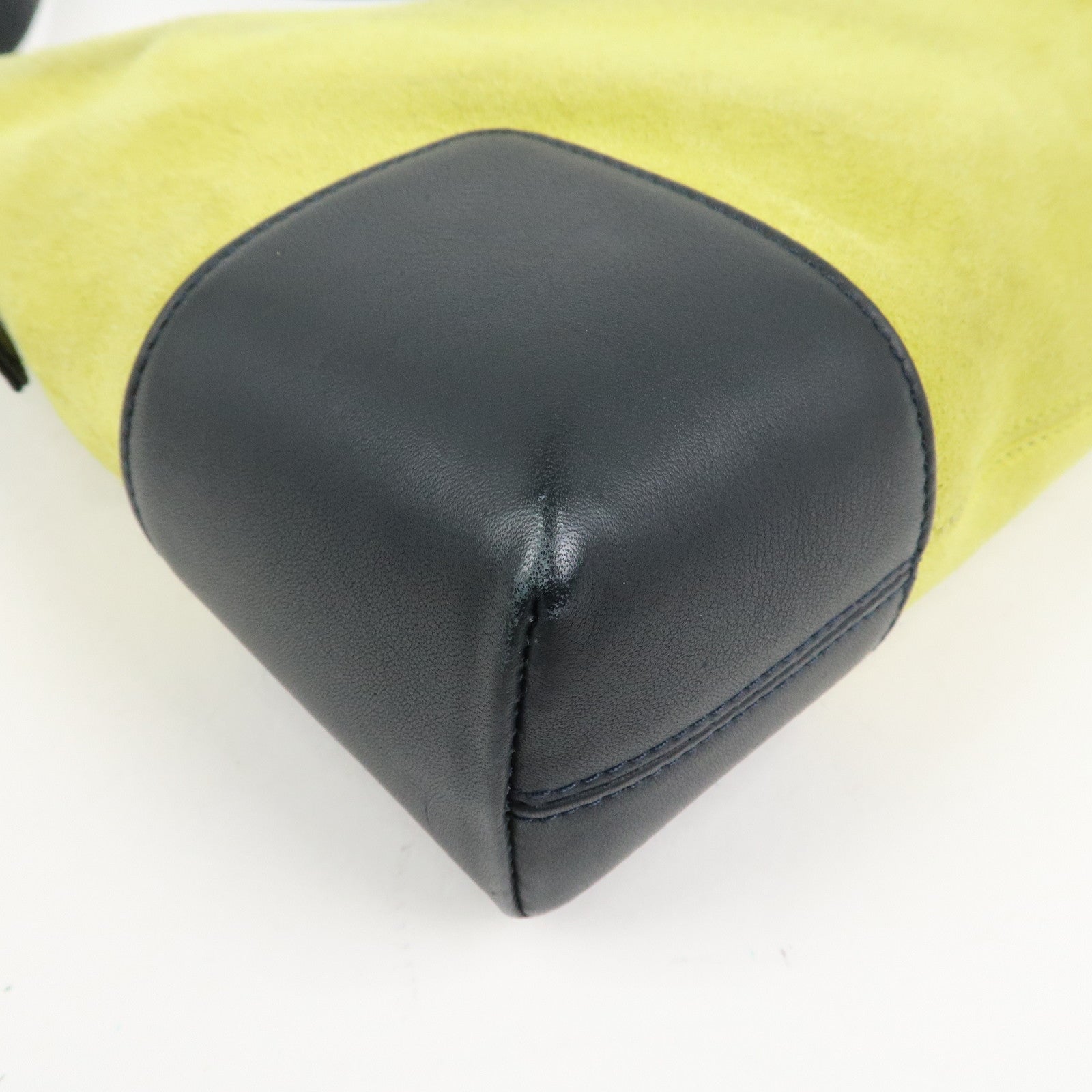 LOEWE Anagram Suede Leather Shoulder Bag Hand Bag Light Green Navy