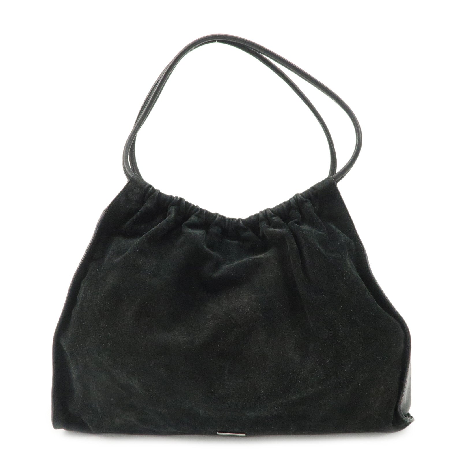 GUCCI Suede Leather Shoulder Bag Tote Bag Black 001.4332 Used